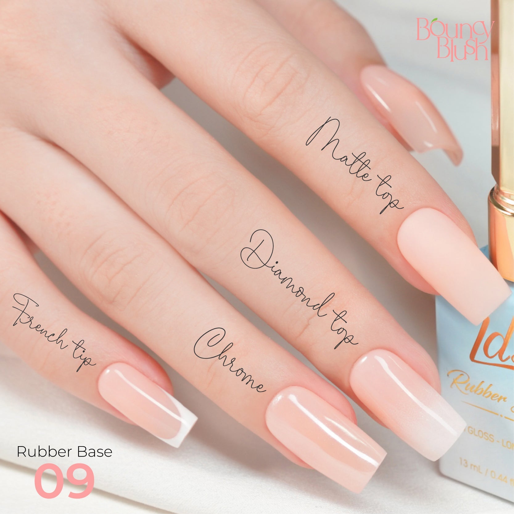 LDS Rubber Base Gel - RB - 09 - GEL POLISH 0.5 OZ - Bouncy Blush Collection - DTK Nail Supply