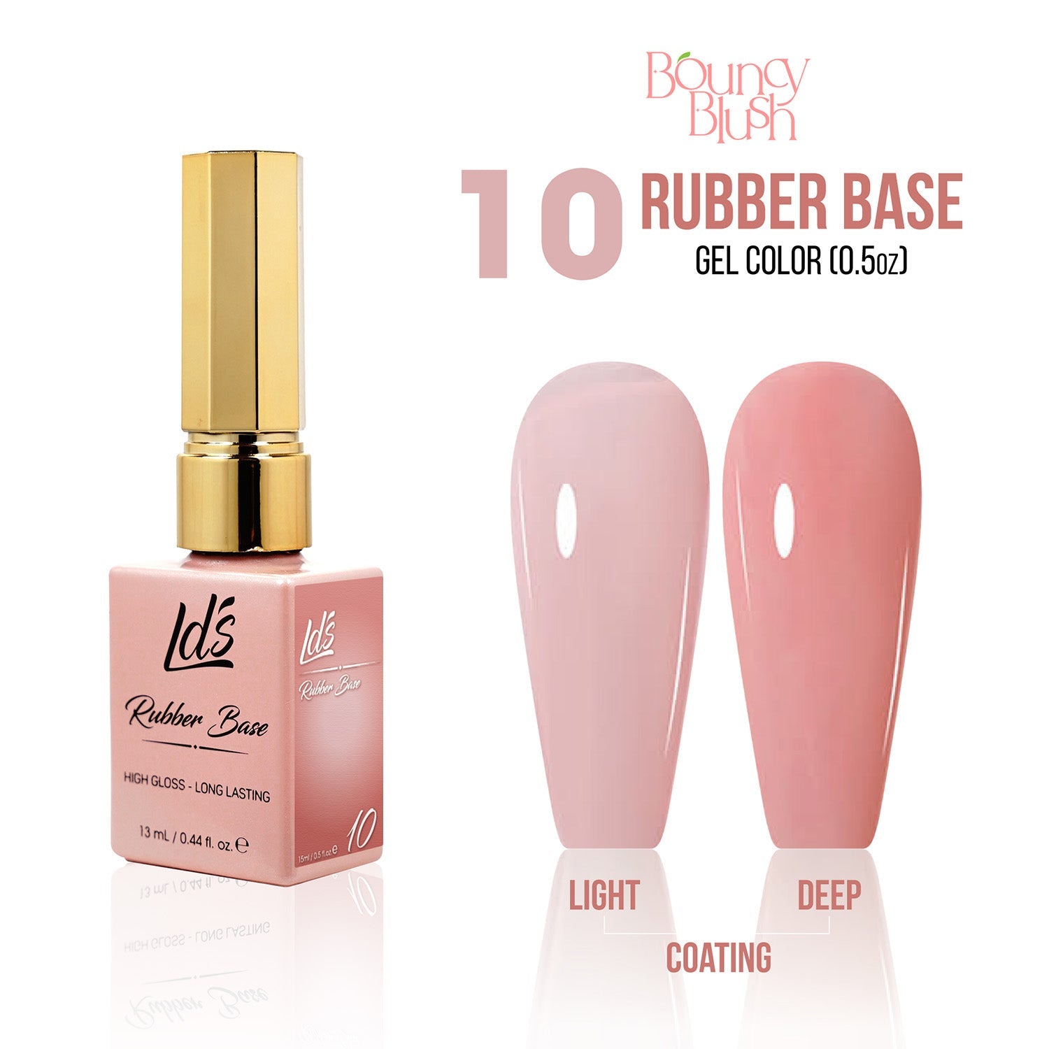 LDS Rubber Base Gel - RB - 10 - GEL POLISH 0.5 OZ - Bouncy Blush Collection - DTK Nail Supply
