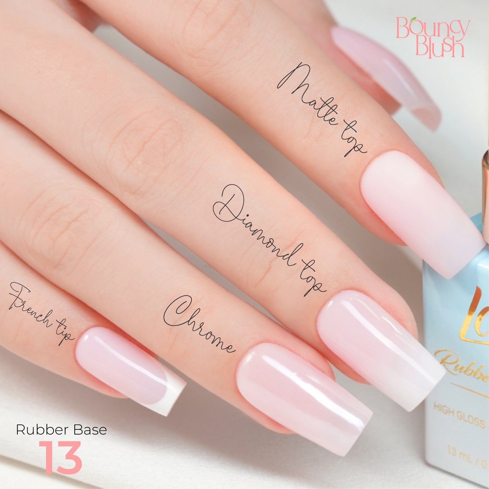 LDS Rubber Base Gel - RB - 13 - GEL POLISH 0.5 OZ - Bouncy Blush Collection - DTK Nail Supply