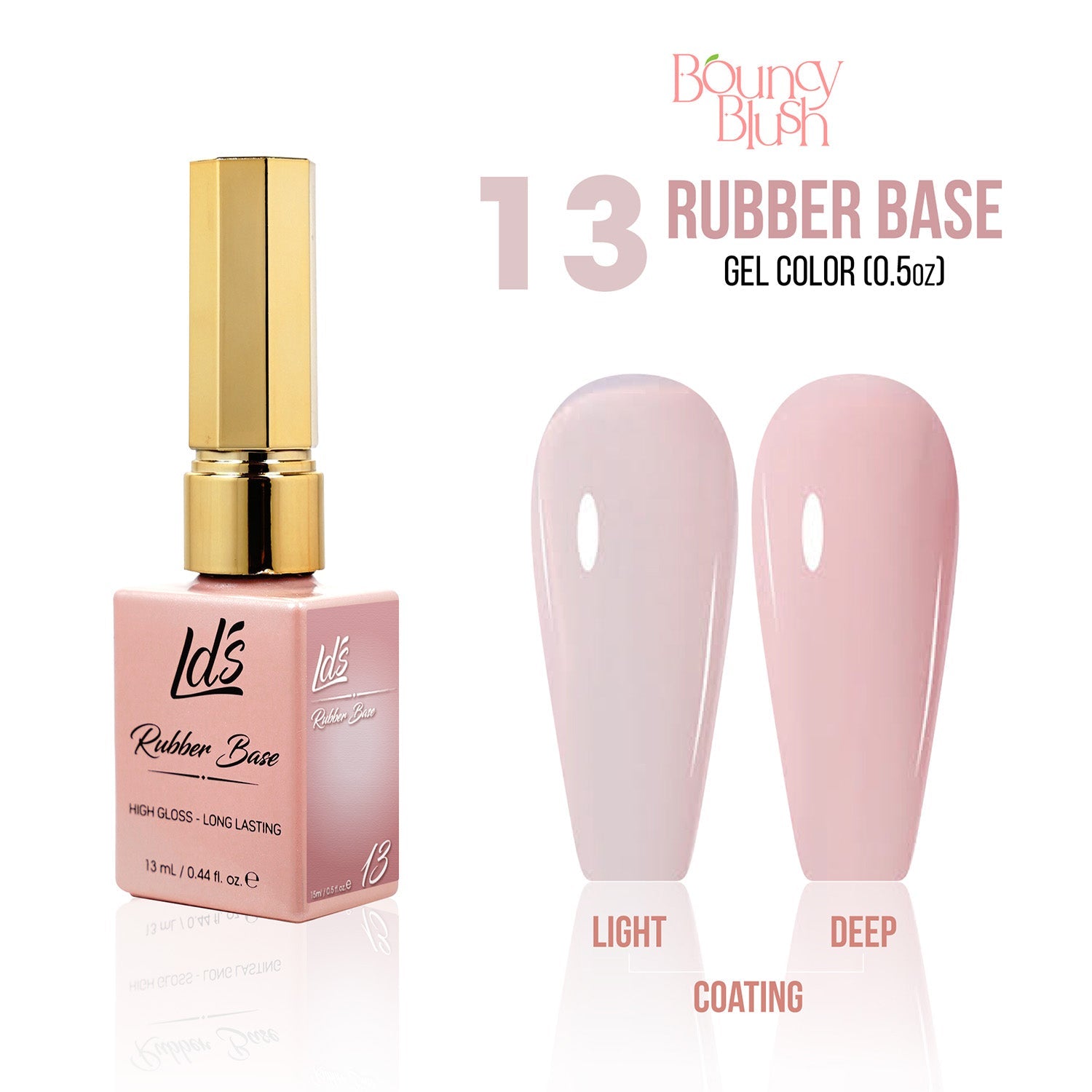 LDS Rubber Base Gel - RB - 13 - GEL POLISH 0.5 OZ - Bouncy Blush Collection - DTK Nail Supply