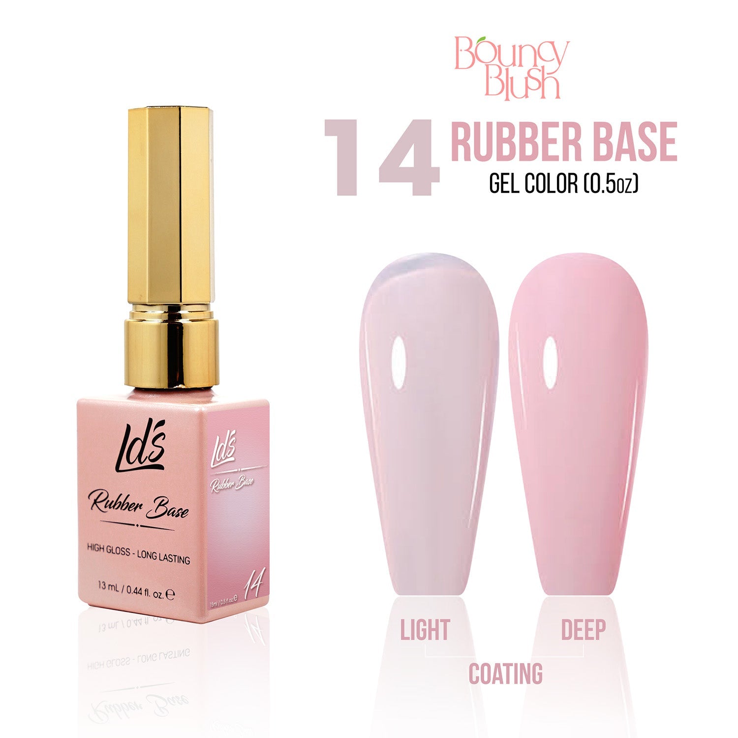 LDS Rubber Base Gel - RB - 14 - GEL POLISH 0.5 OZ - Bouncy Blush Collection - DTK Nail Supply