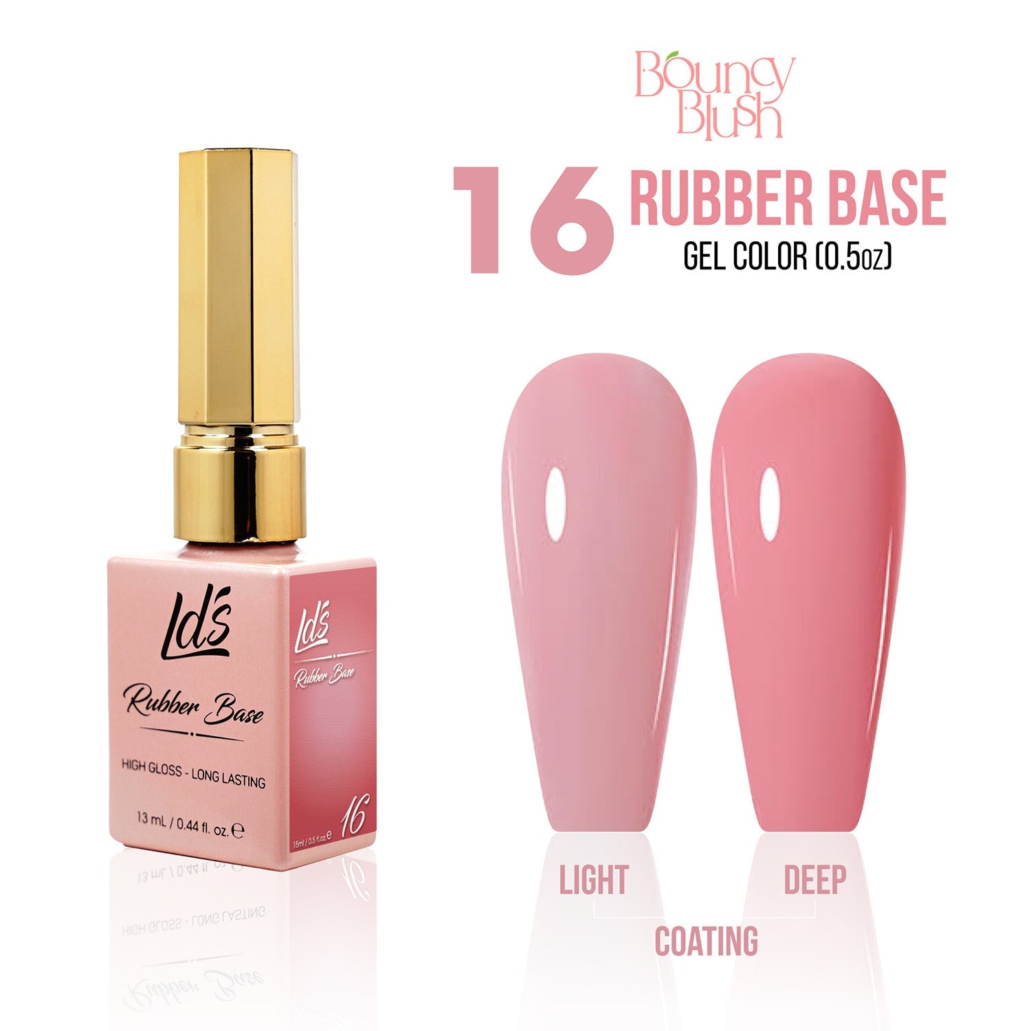 LDS Rubber Base Gel - RB - 16 - GEL POLISH 0.5 OZ - Bouncy Blush Collection - DTK Nail Supply