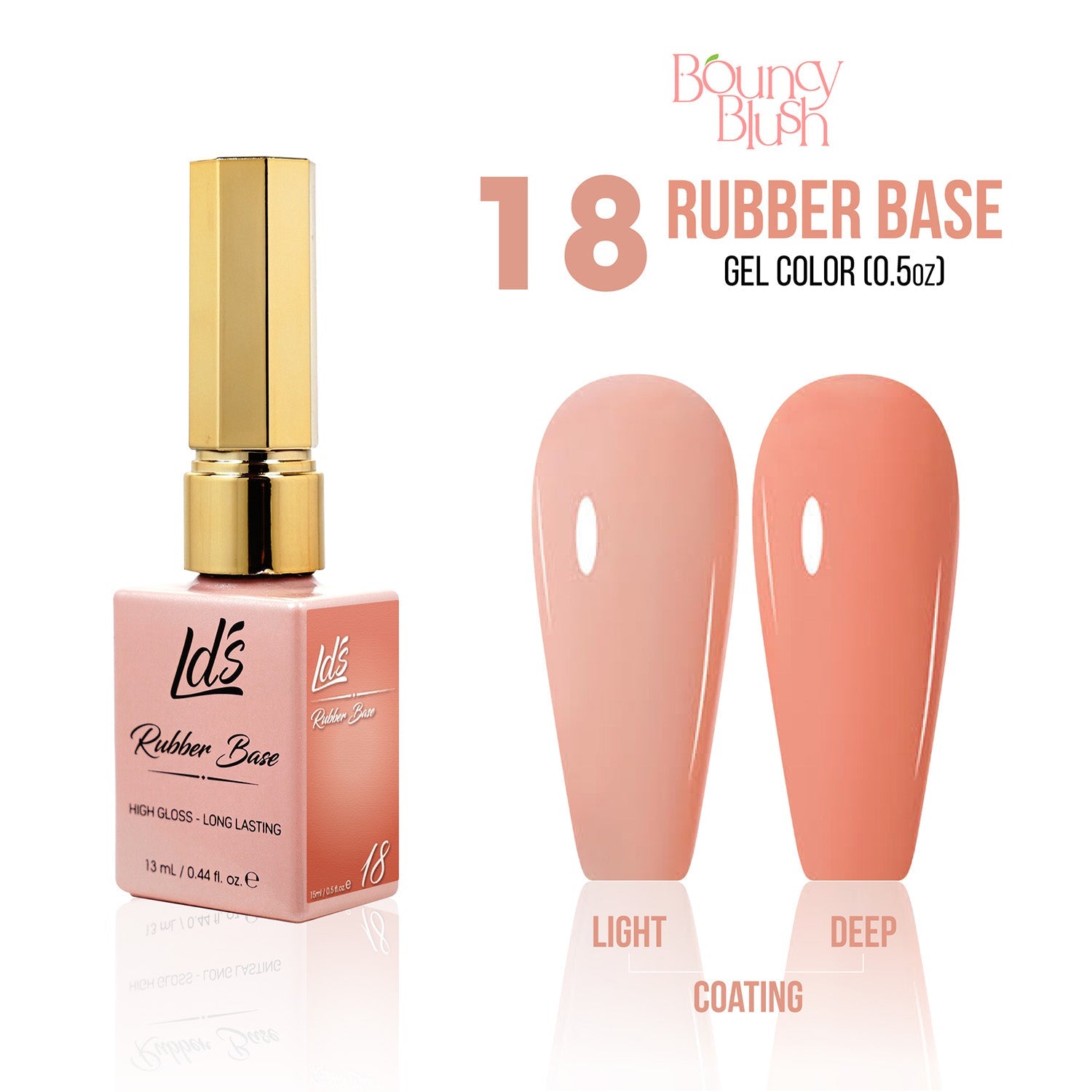 LDS Rubber Base Gel - RB - 18 - GEL POLISH 0.5 OZ - Bouncy Blush Collection - DTK Nail Supply