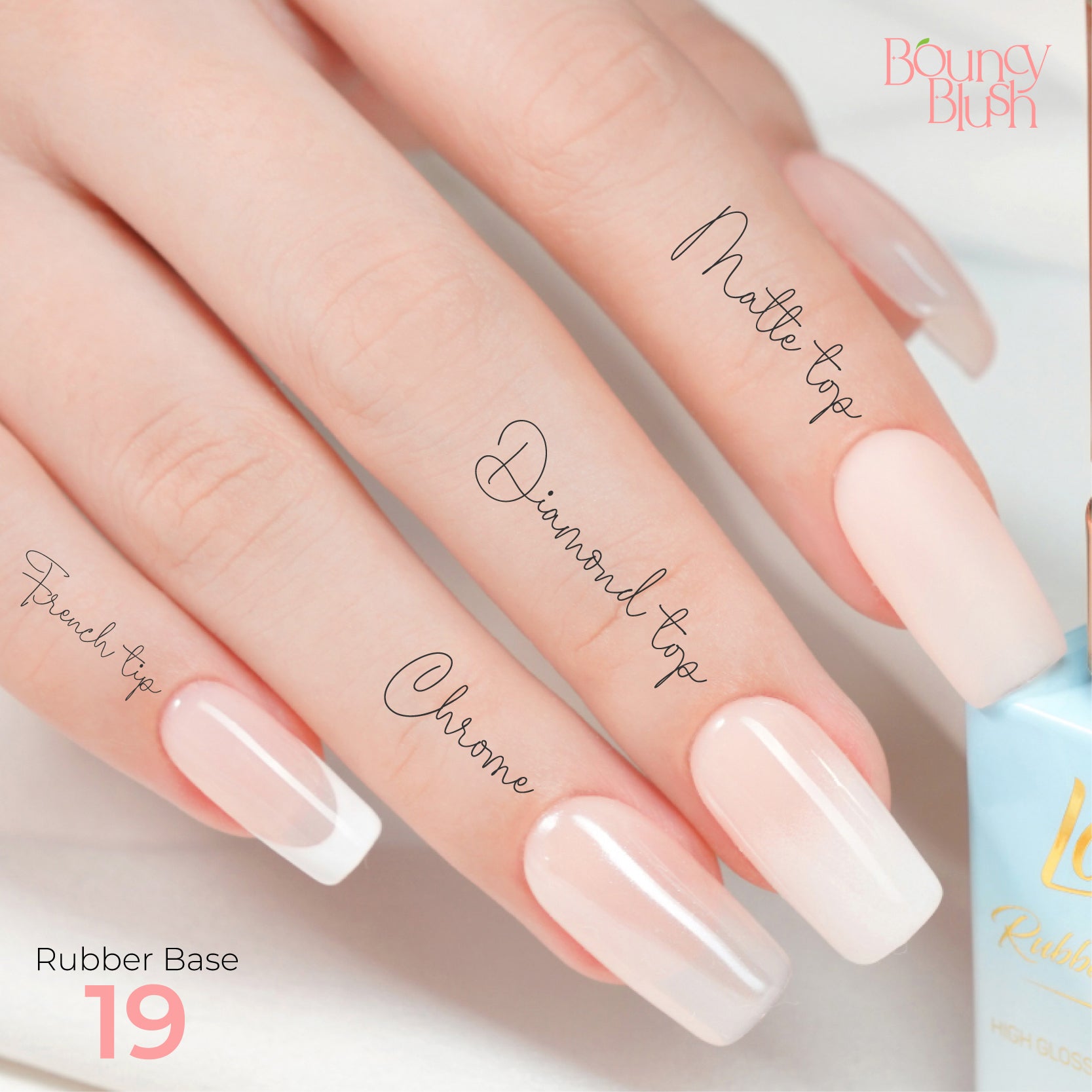 LDS Rubber Base Gel - RB - 19 - GEL POLISH 0.5 OZ - Bouncy Blush Collection - DTK Nail Supply