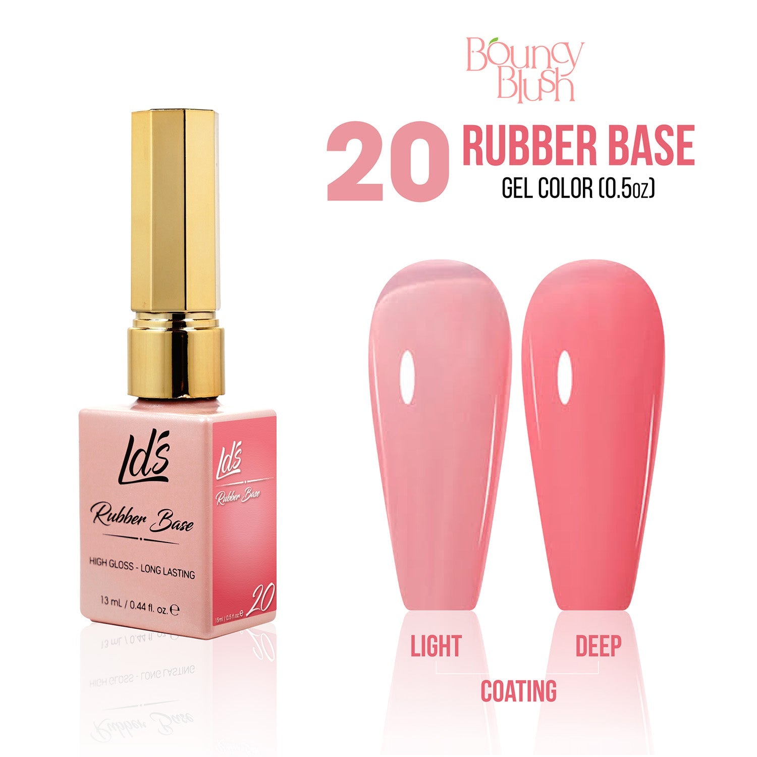 LDS Rubber Base Gel - RB - 20 - GEL POLISH 0.5 OZ - Bouncy Blush Collection - DTK Nail Supply