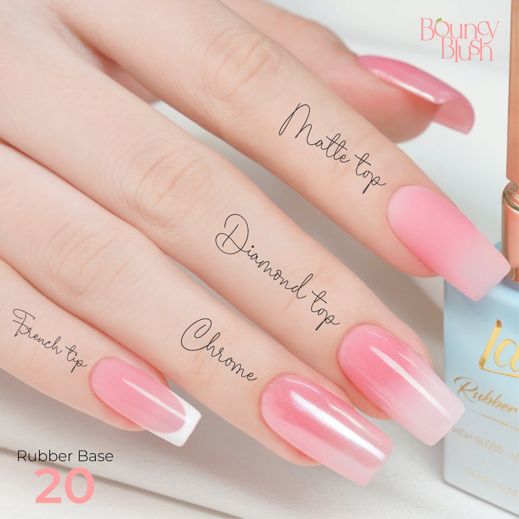 LDS Rubber Base Gel - RB - 20 - GEL POLISH 0.5 OZ - Bouncy Blush Collection - DTK Nail Supply