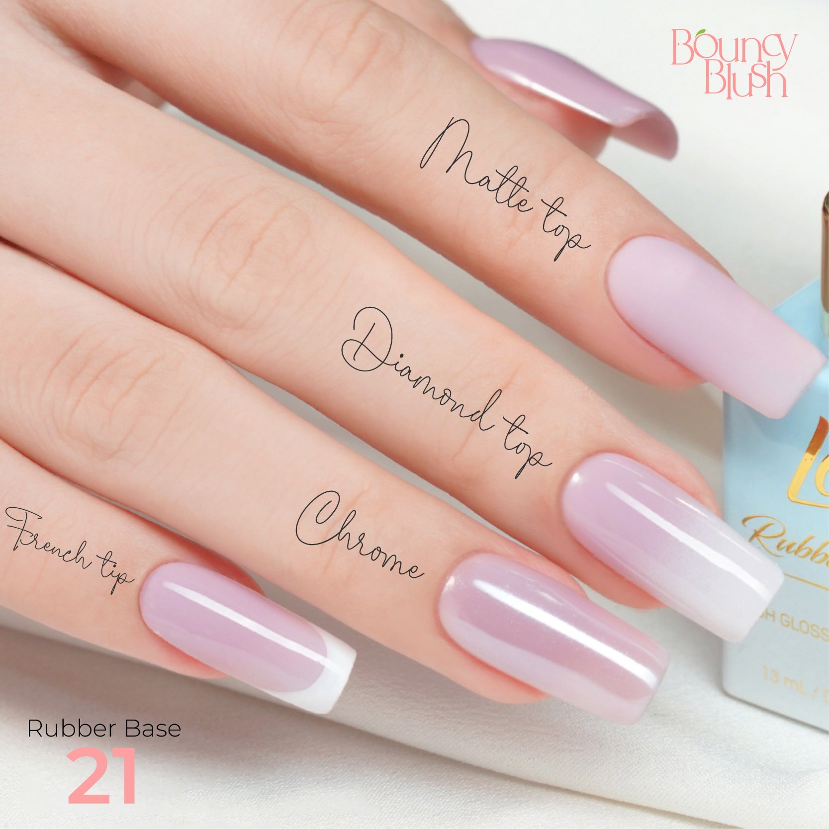 LDS Rubber Base Gel - RB - 21 - GEL POLISH 0.5 OZ - Bouncy Blush Collection - DTK Nail Supply