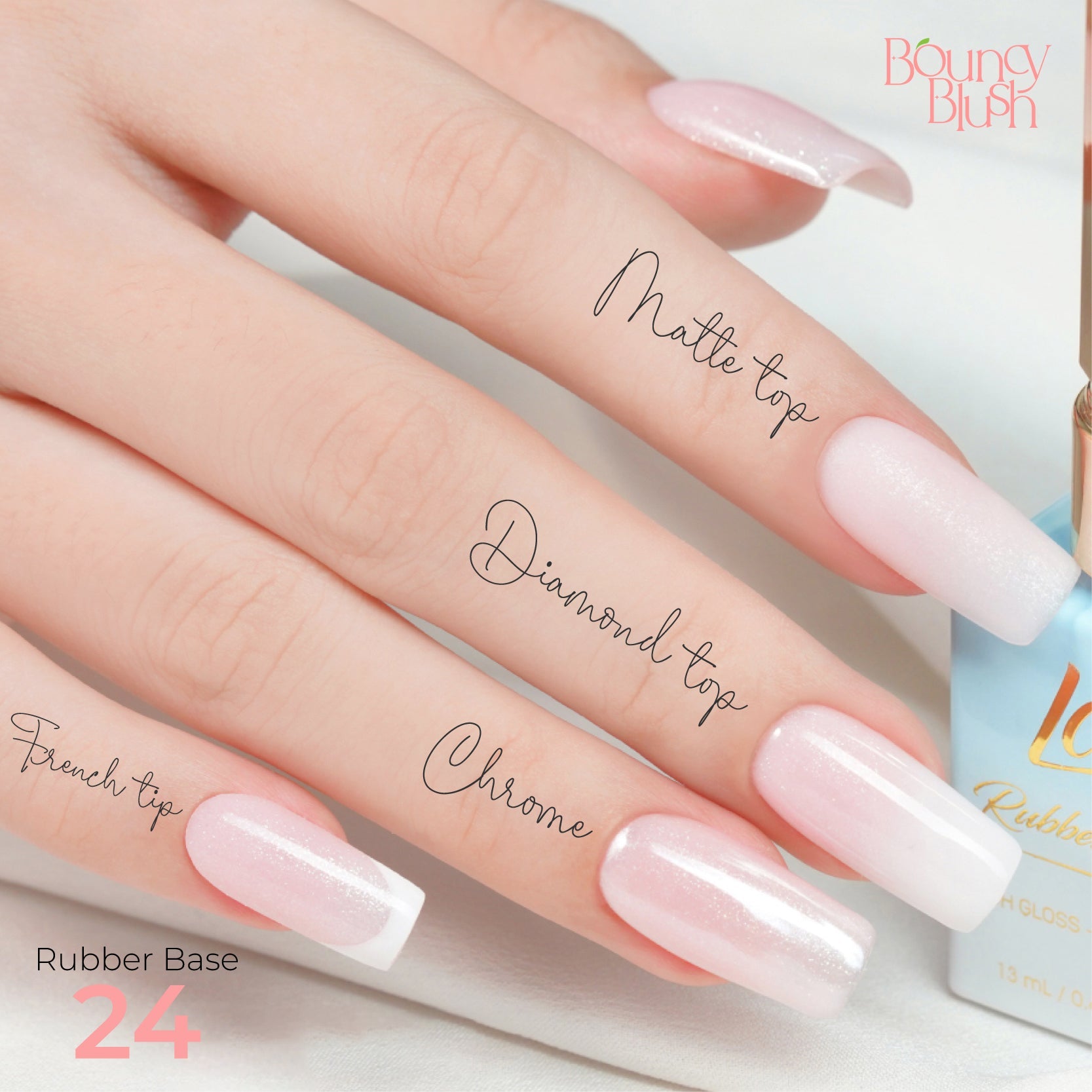 LDS Rubber Base Gel - RB - 24 - GEL POLISH 0.5 OZ - Bouncy Blush Collection - DTK Nail Supply