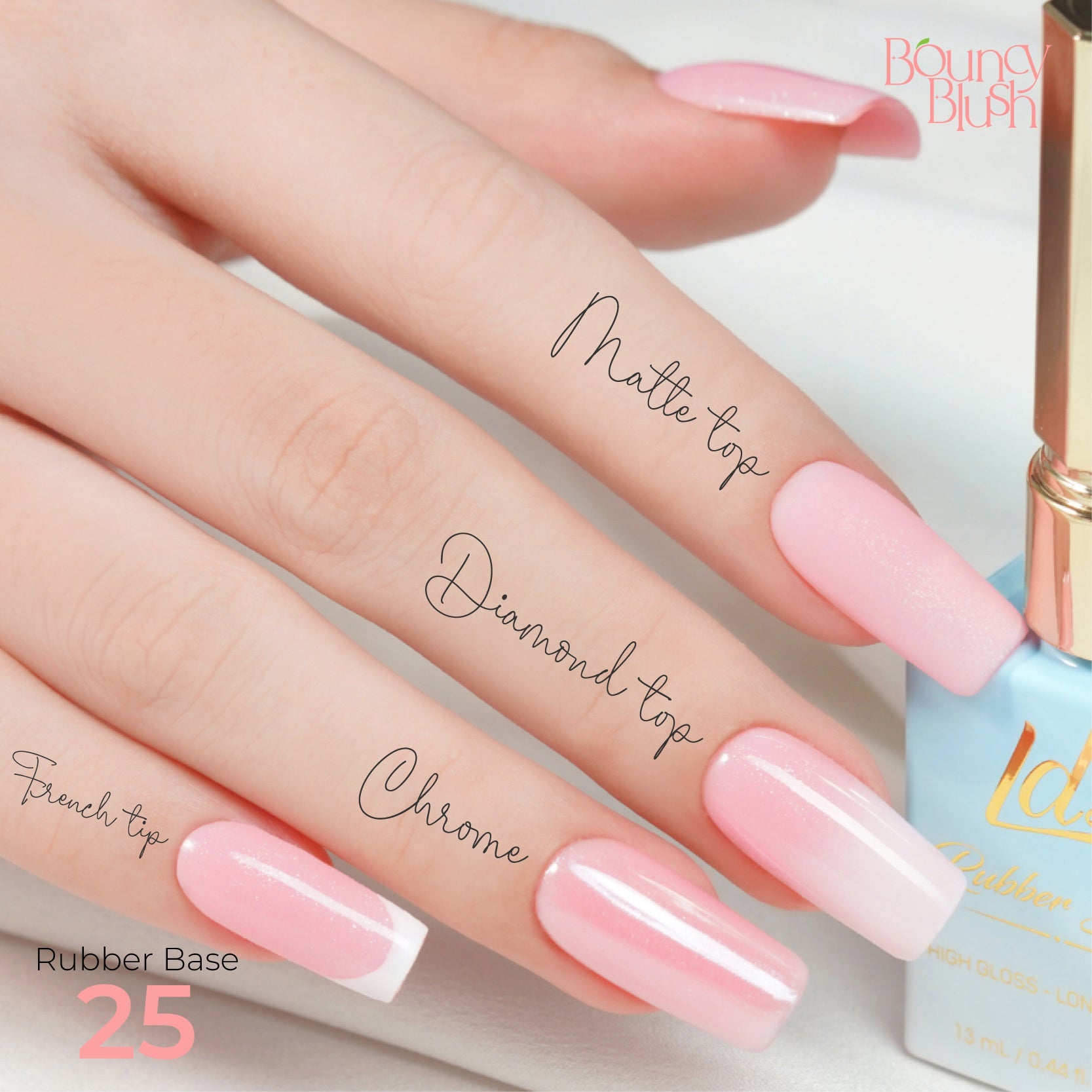 LDS Rubber Base Gel - RB - 25 - GEL POLISH 0.5 OZ - Bouncy Blush Collection - DTK Nail Supply