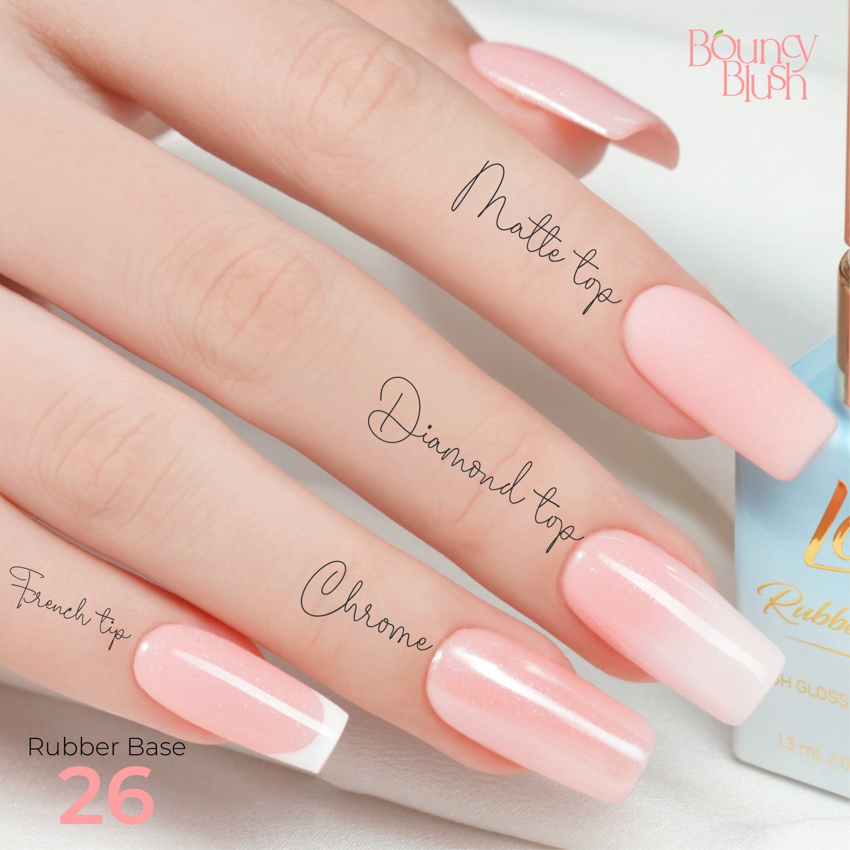 LDS Rubber Base Gel - RB - 26 - GEL POLISH 0.5 OZ - Bouncy Blush Collection - DTK Nail Supply