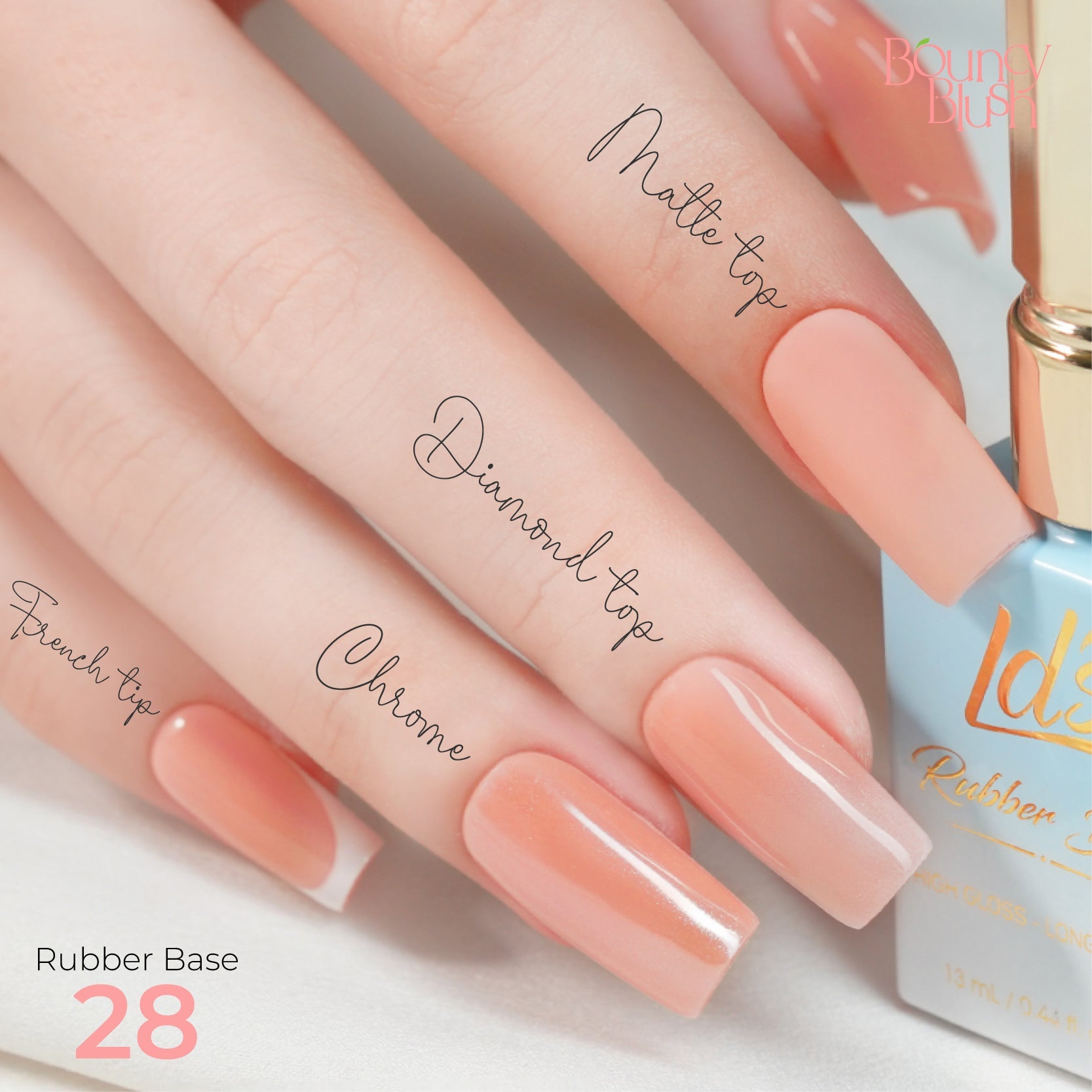 LDS Rubber Base Gel - RB - 28 - GEL POLISH 0.5 OZ - Bouncy Blush Collection - DTK Nail Supply