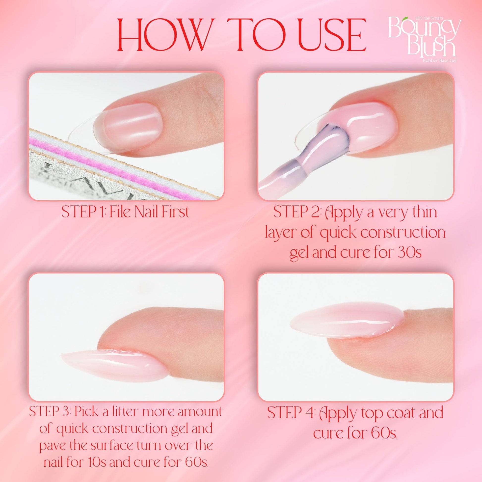 LDS Rubber Base Gel - RB - 30 - GEL POLISH 0.5 OZ - Bouncy Blush Collection - DTK Nail Supply