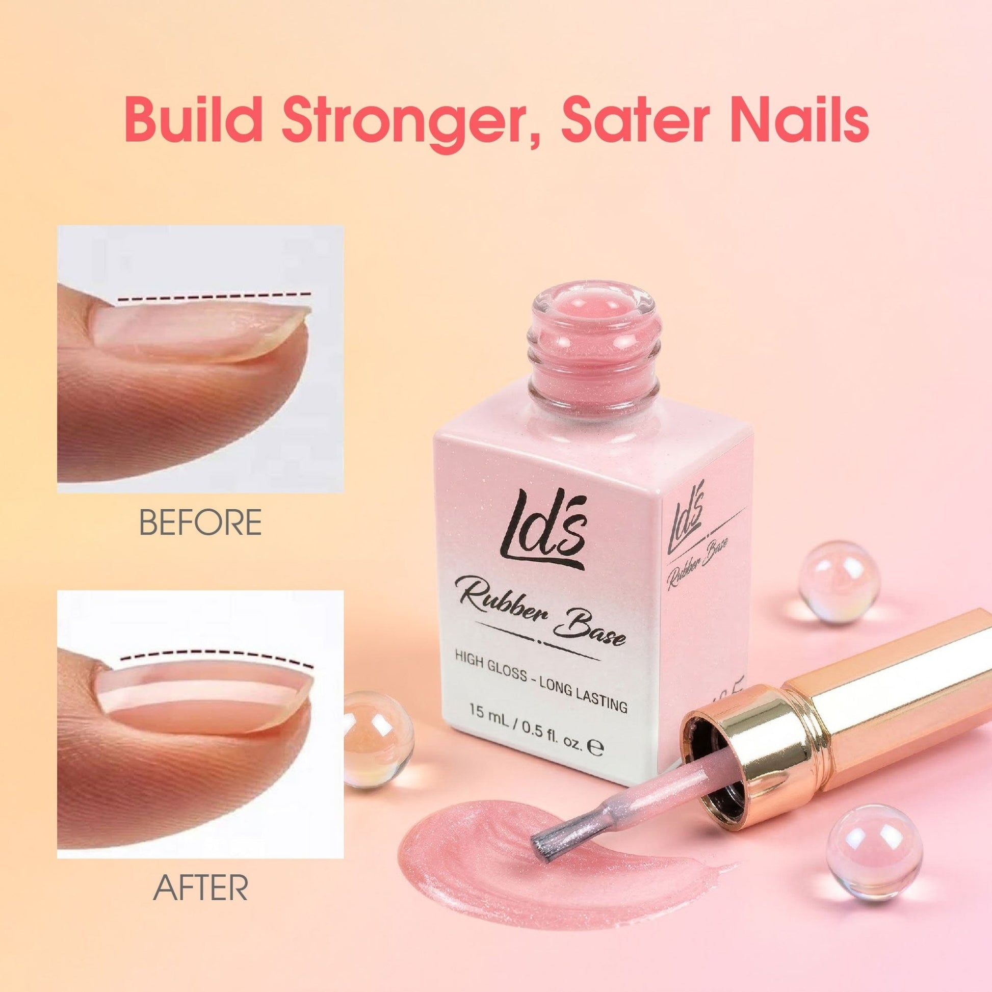 LDS Rubber Base Gel (Ver 2) - Set 30 Colors - GEL POLISH 0.5 OZ - Bouncy Blush Collection - DTK Nail Supply