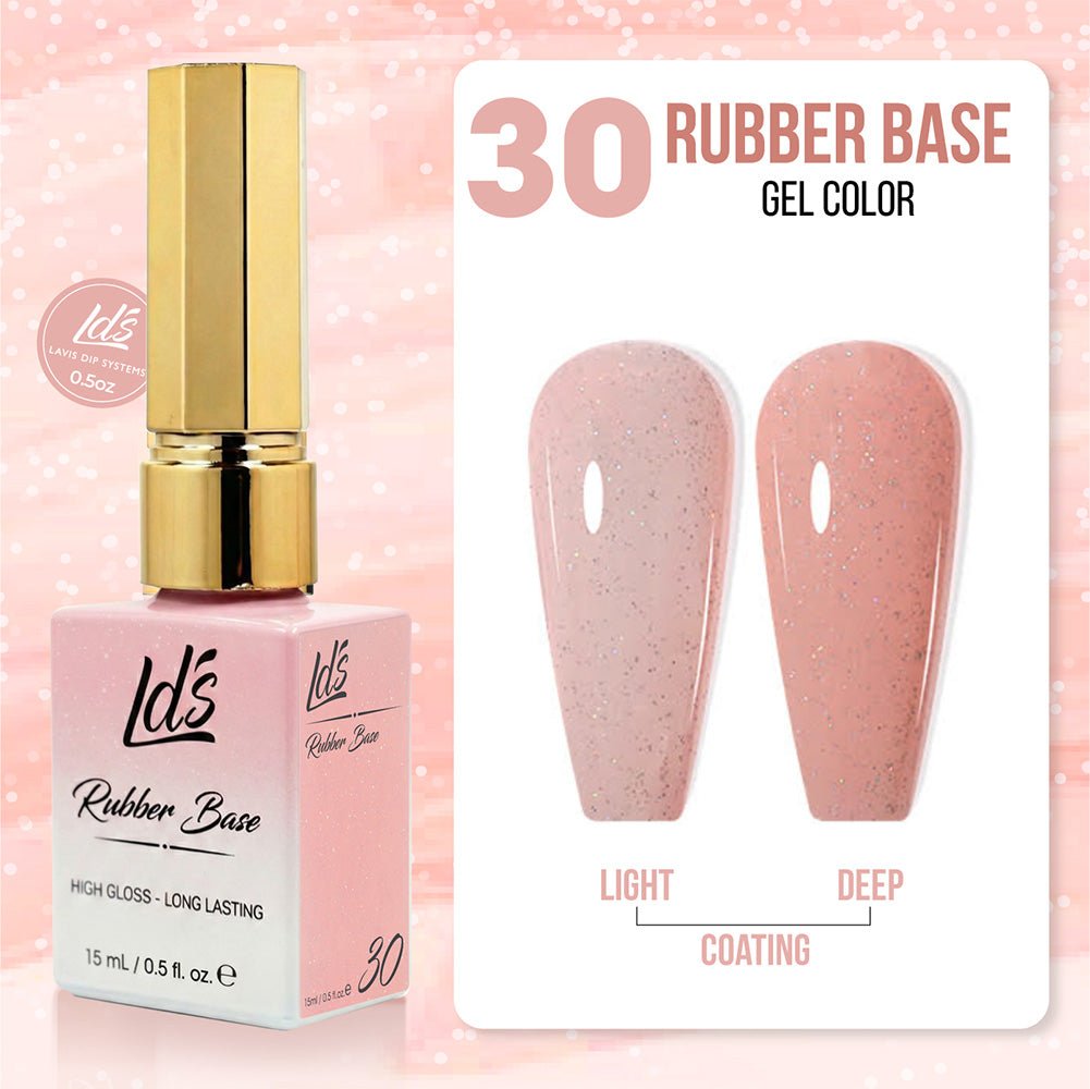 LDS Rubber Base Gel (Ver 2) - Set 30 Colors - GEL POLISH 0.5 OZ - Bouncy Blush Collection - DTK Nail Supply