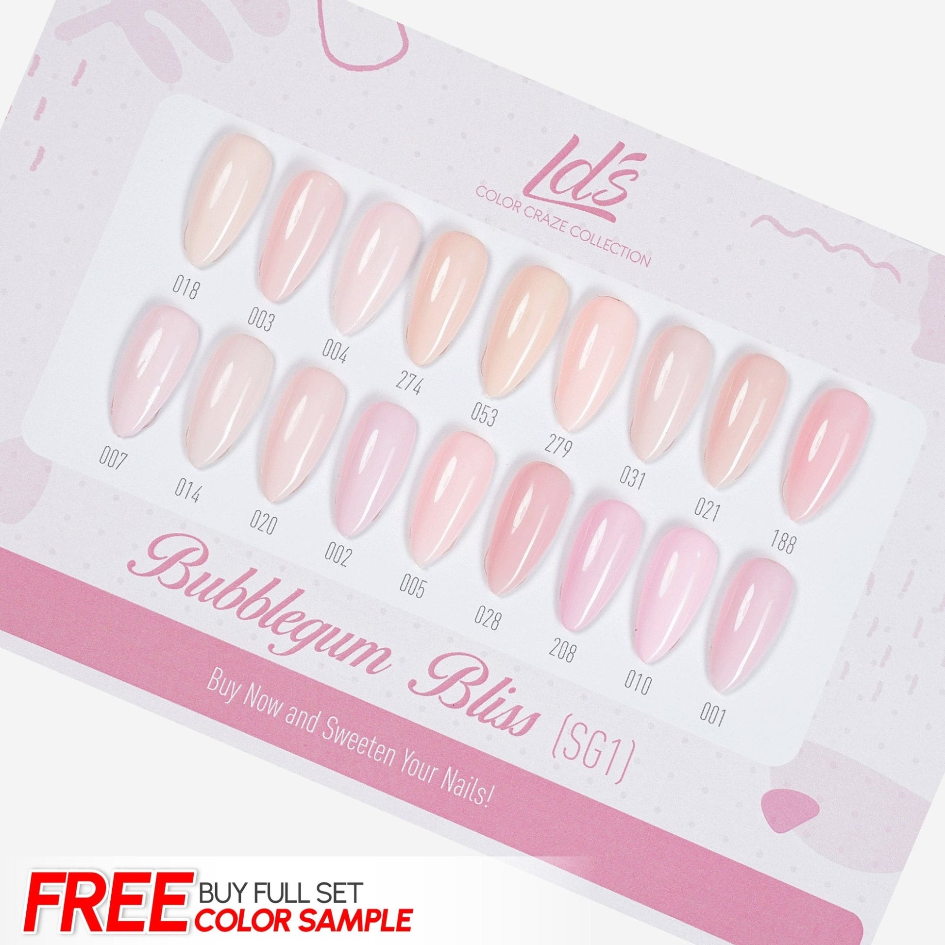 LDS Set 18 Colors - SG1 Bubblegum Bliss Collection - 0.5oz - DTK Nail Supply