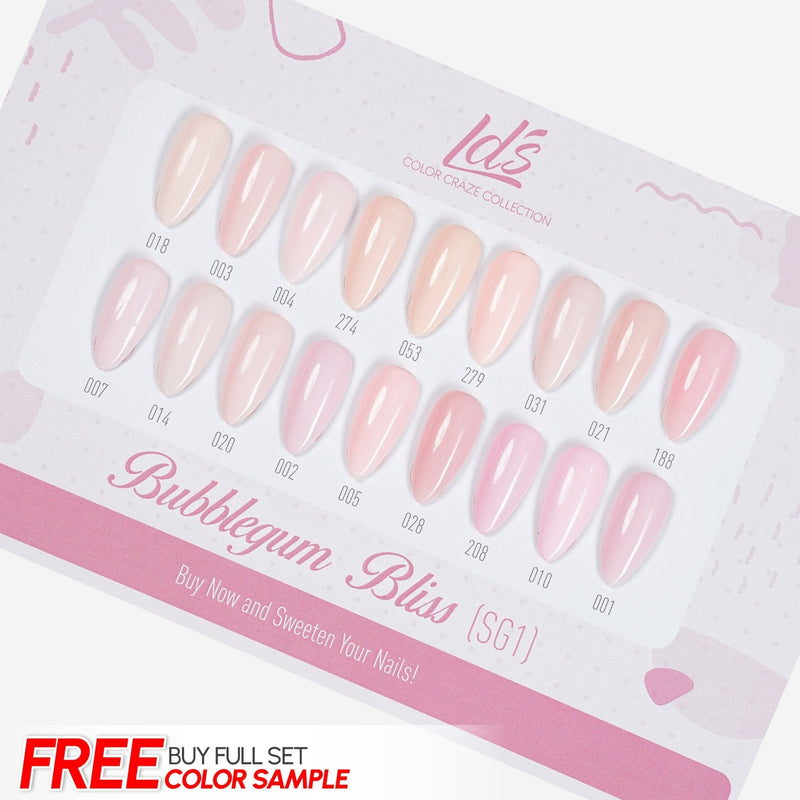 LDS Set 18 Colors - SG1 Bubblegum Bliss Collection - 0.5oz - DTK Nail Supply