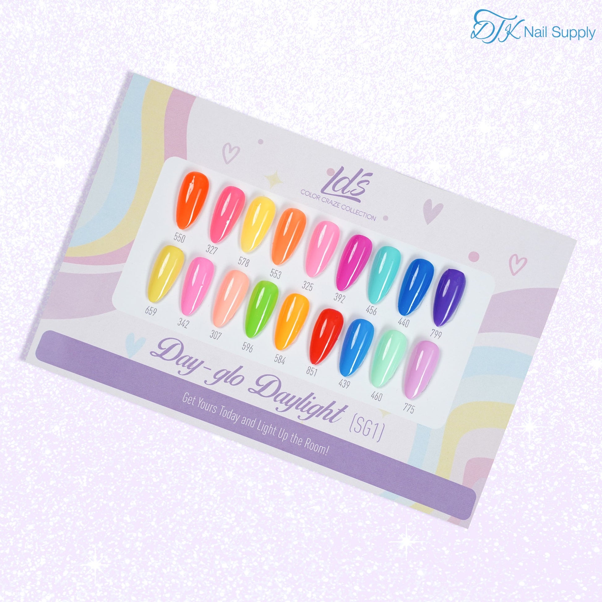 LDS Set 18 Colors - SG1 Day - glo - Daylight Collection - 0.5oz - DTK Nail Supply