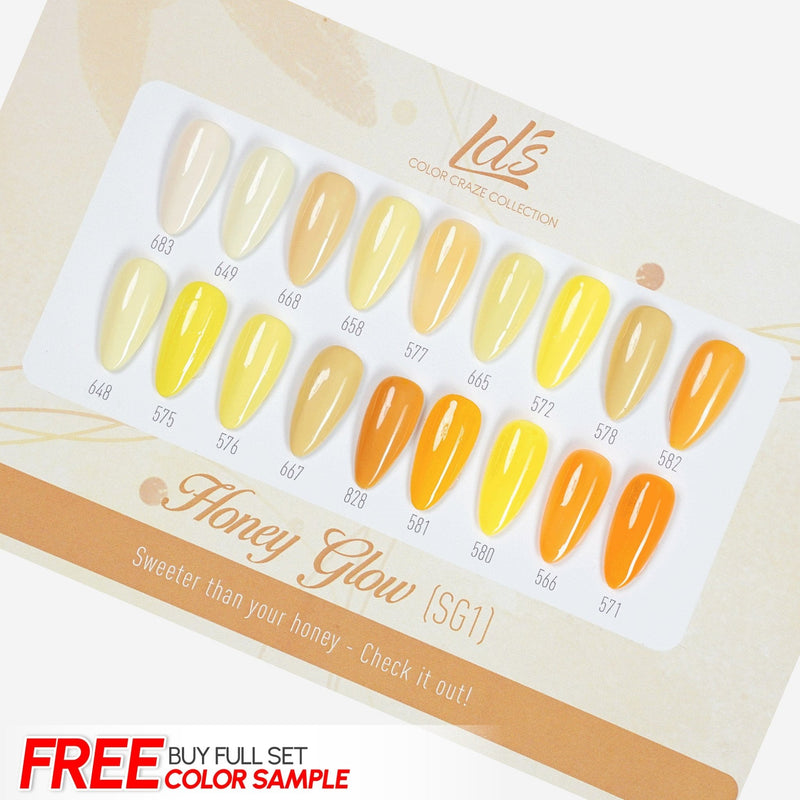 LDS Set 18 Colors - SG1 Honey Glow Collection - 0.5oz - DTK Nail Supply