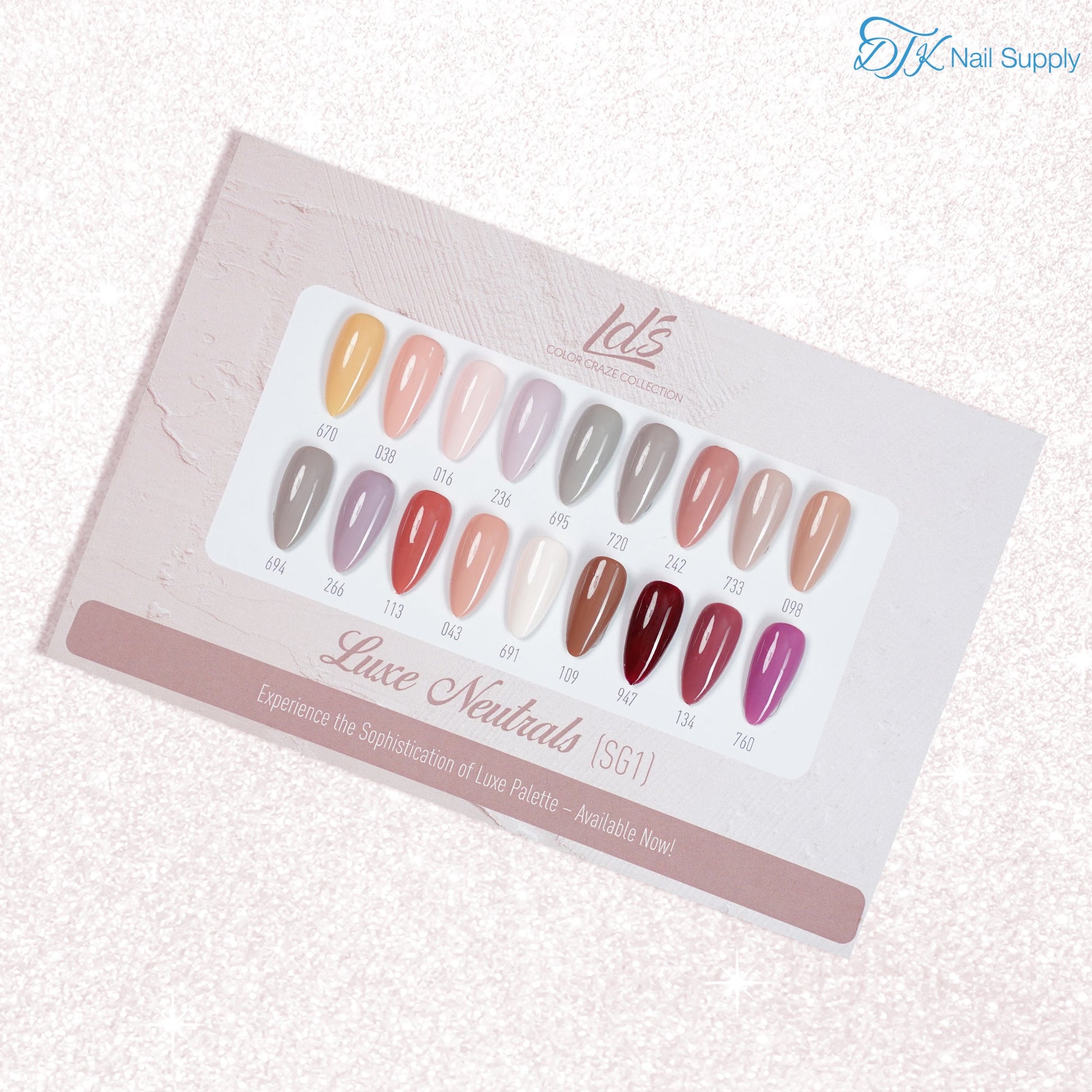 LDS Set 18 Colors - SG1 Luxe Neutrals Collection - 0.5oz - DTK Nail Supply