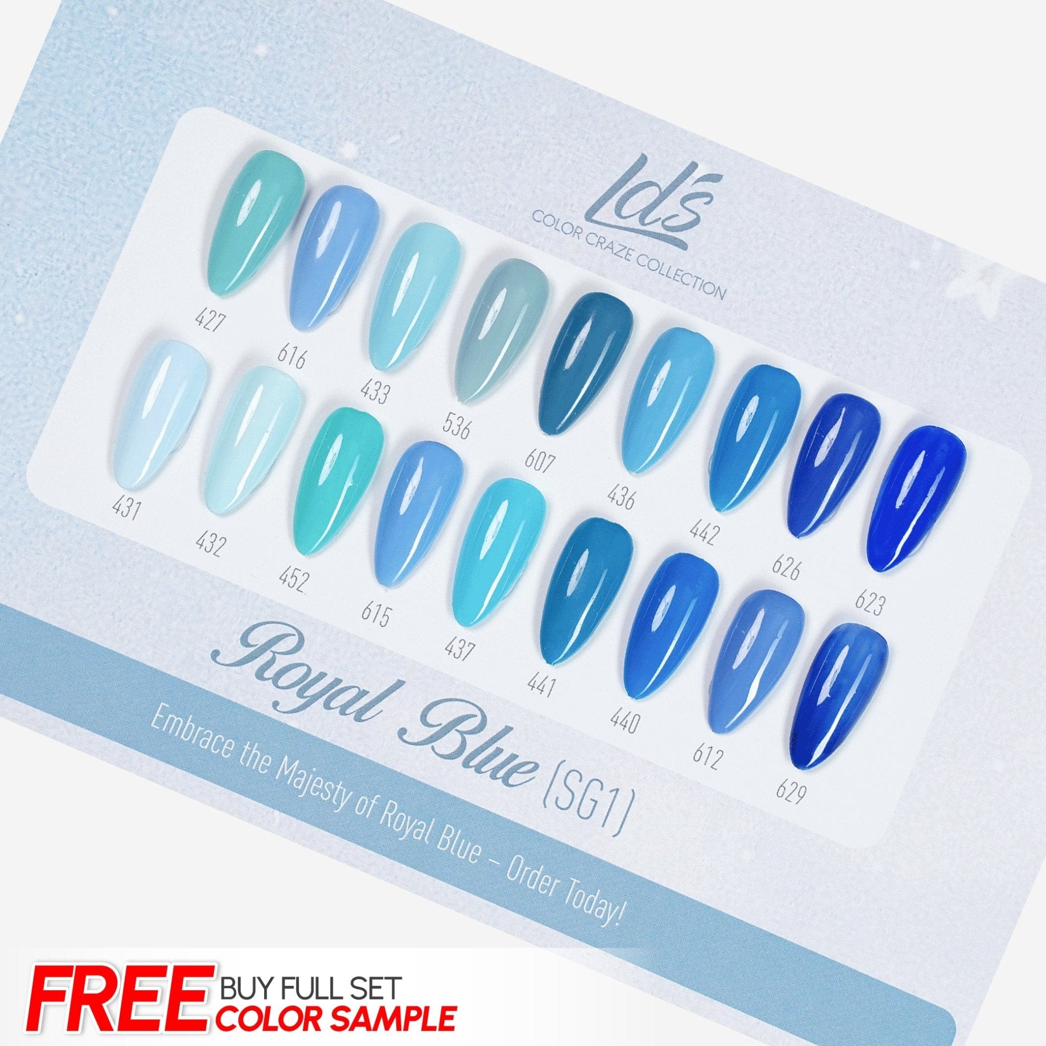 LDS Set 18 Colors - SG1 Royal Blue Collection - 0.5oz - DTK Nail Supply