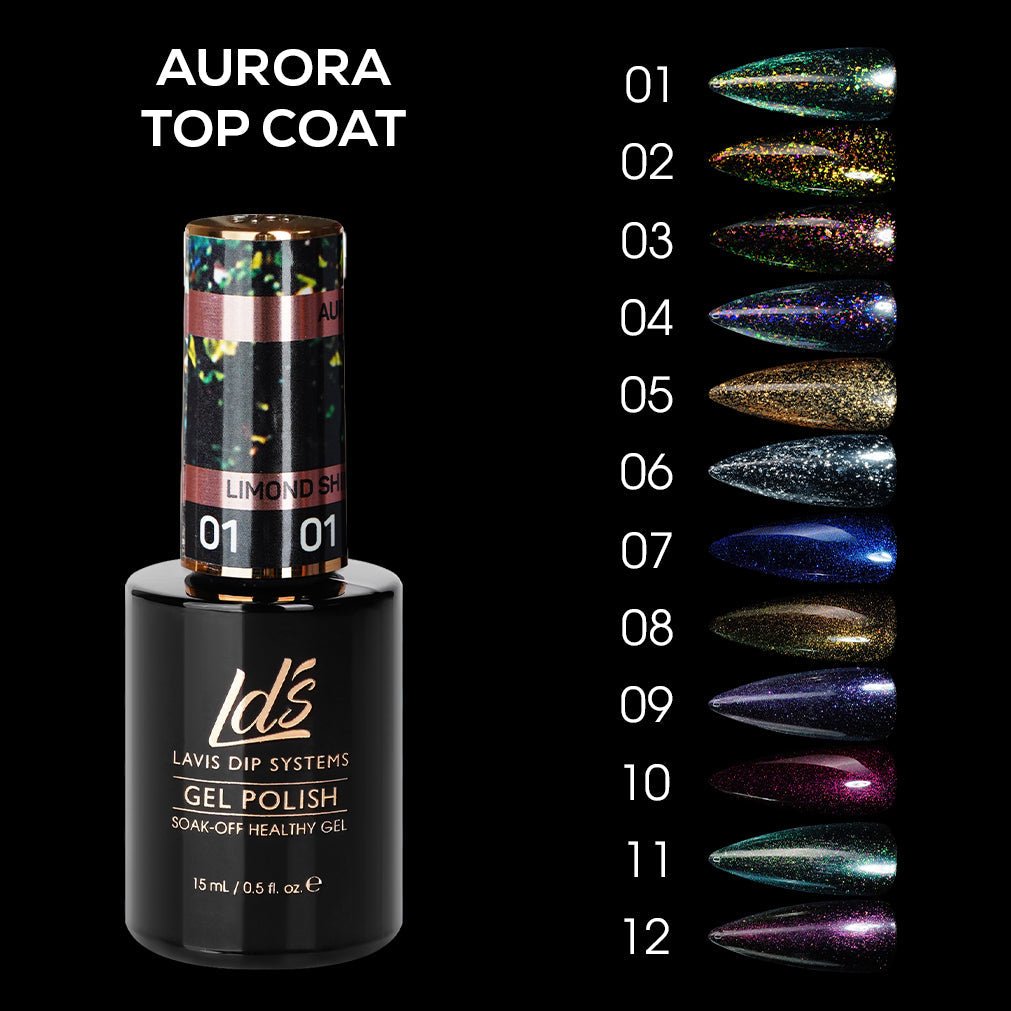 LDS Set Aurora Top Coat (12 colors) - DTK Nail Supply