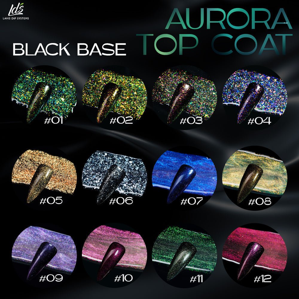 LDS Set Aurora Top Coat (12 colors) - DTK Nail Supply