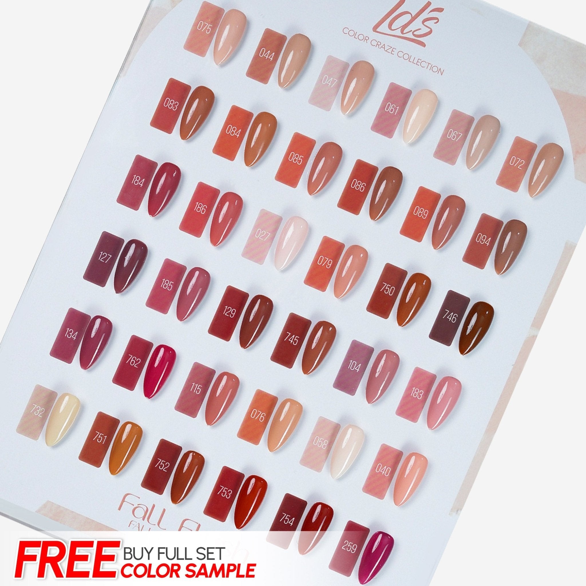 LDS Set of 36 Gel Polish (0.5oz) - Fall 1 - Fall Flush Collection - DTK Nail Supply