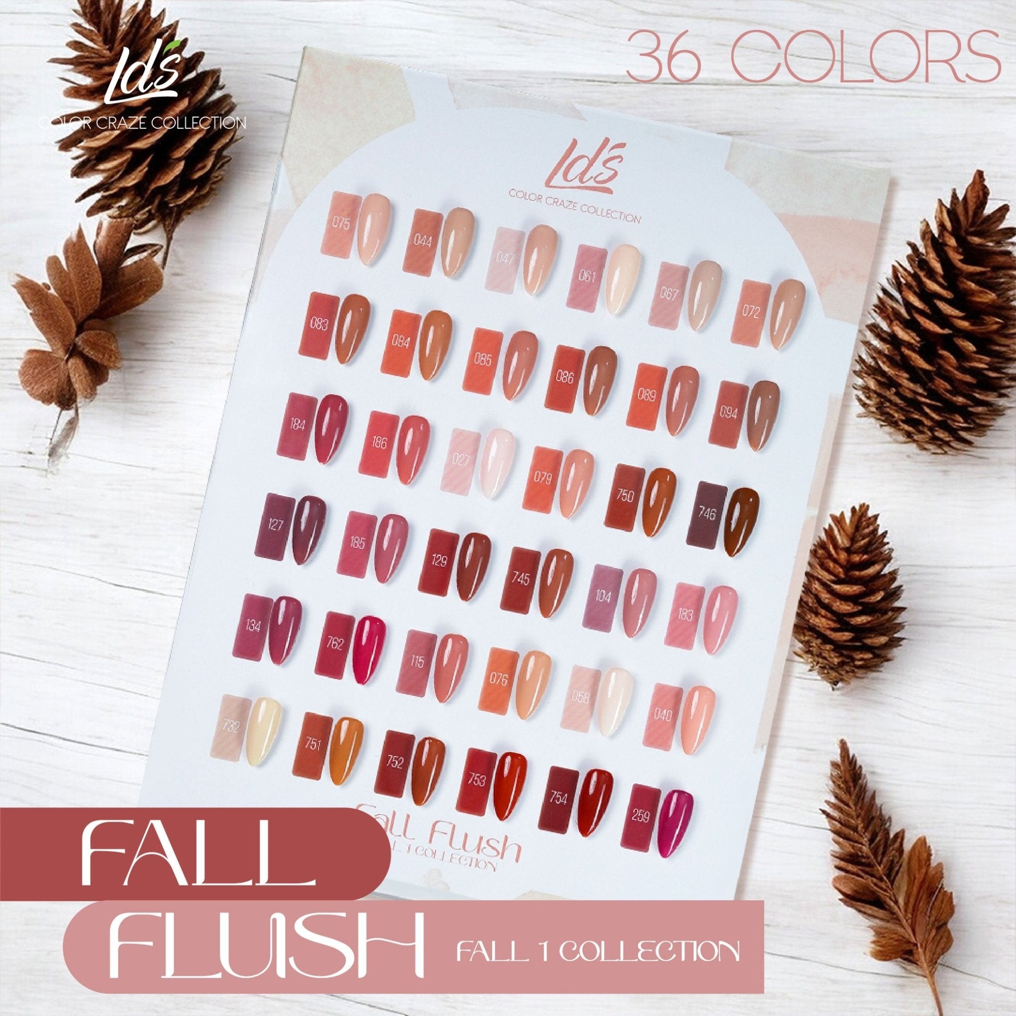 LDS Set of 36 Gel Polish (0.5oz) - Fall 1 - Fall Flush Collection - DTK Nail Supply