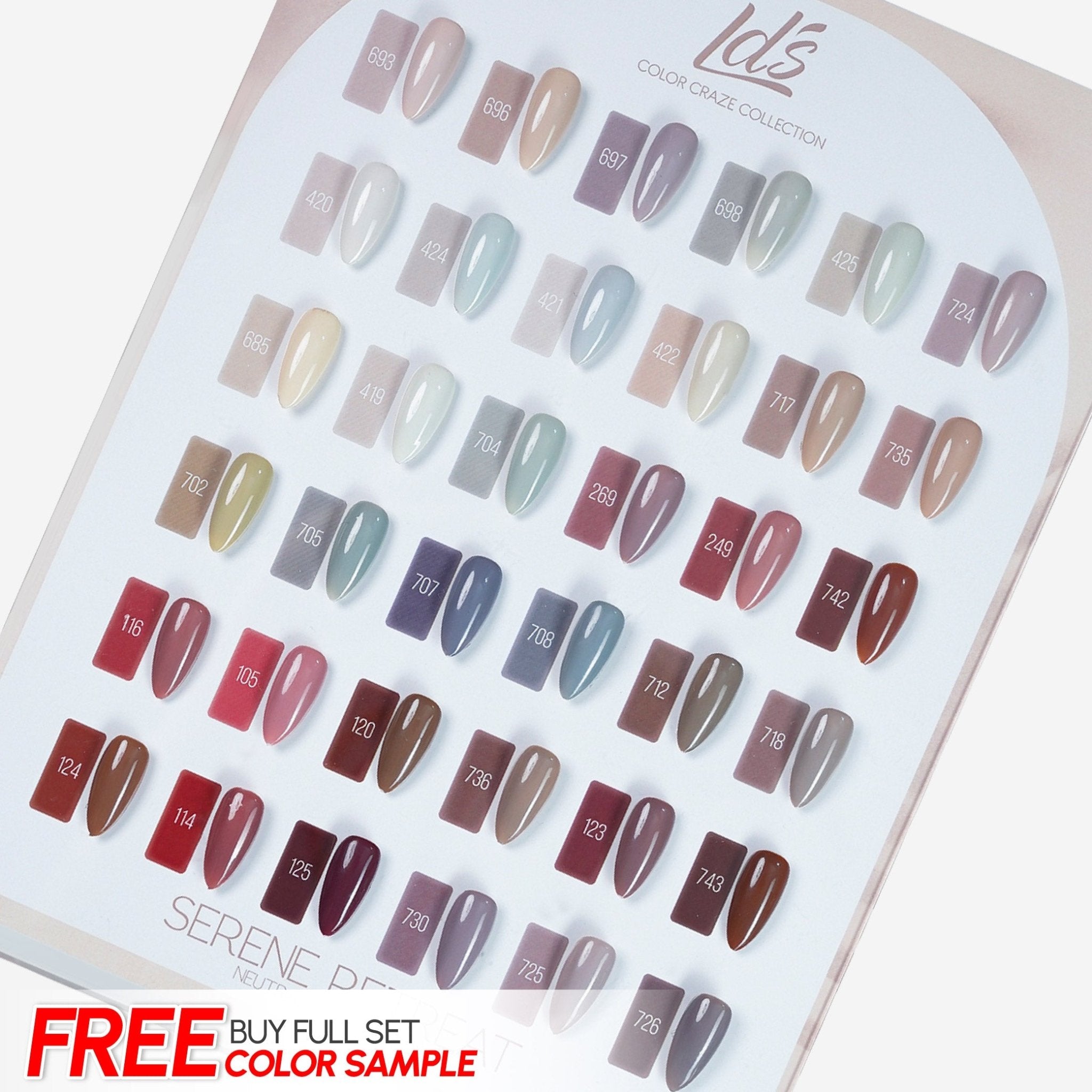 LDS Set of 36 Gel Polish (0.5oz) - Neutral 1 - Serene Retreat Collection - DTK Nail Supply