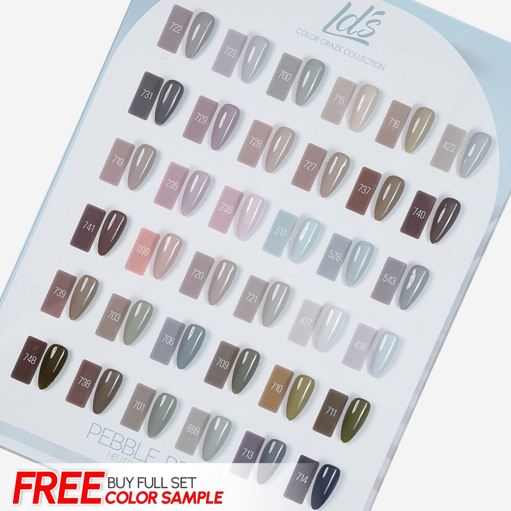 LDS Set of 36 Gel Polish (0.5oz) - Neutral 2 - Pebble Beach Collection - DTK Nail Supply