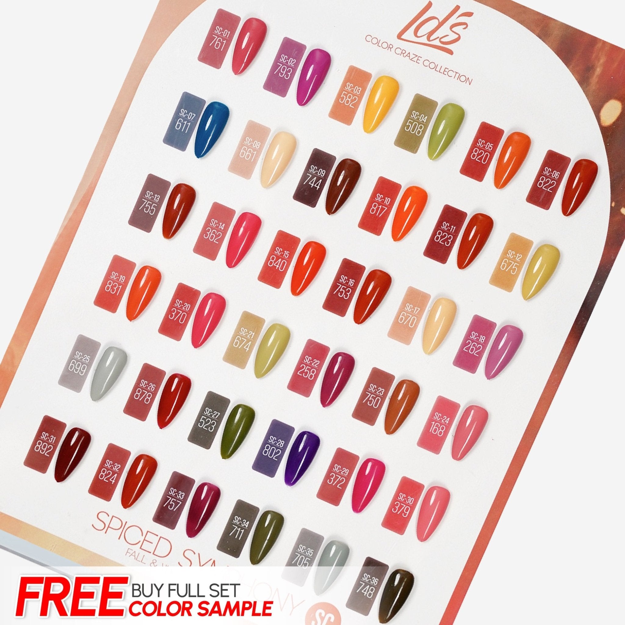 LDS Set of 36 Gel Polish (0.5oz) - Spiced Symphony Fall & Winter Collection - DTK Nail Supply