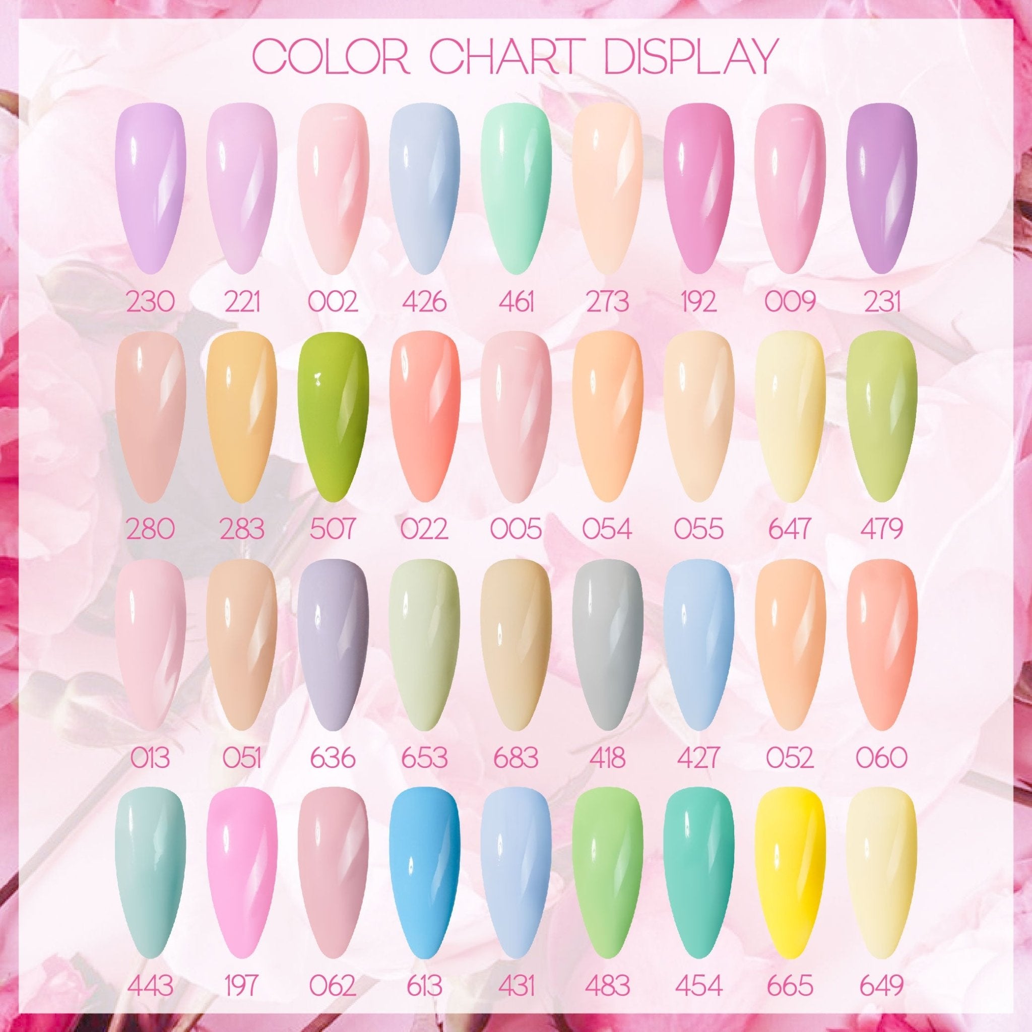 LDS Set of 36 Gel Polish (0.5oz) - Spring 1 - Petal Playground Collection - DTK Nail Supply