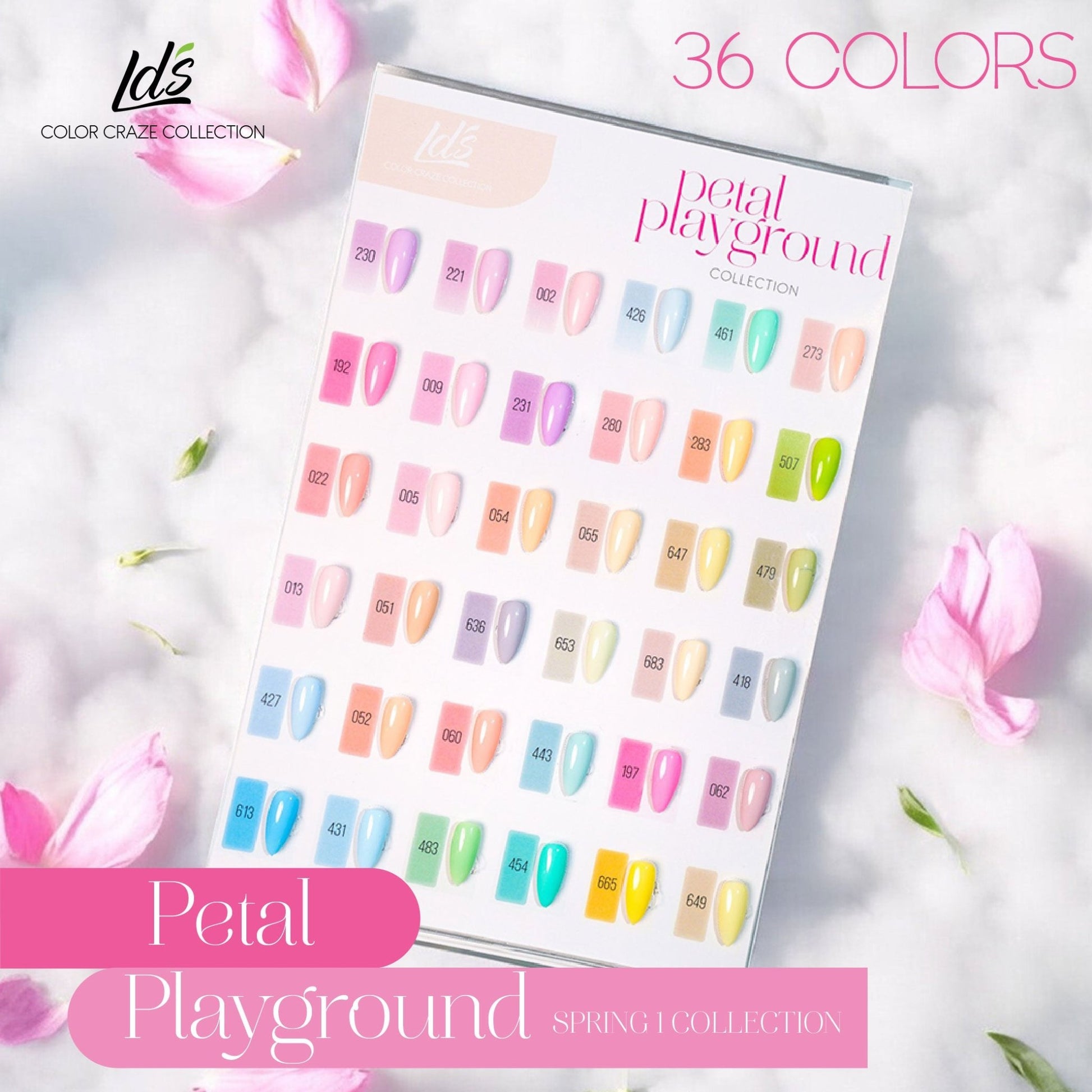 LDS Set of 36 Gel Polish (0.5oz) - Spring 1 - Petal Playground Collection - DTK Nail Supply