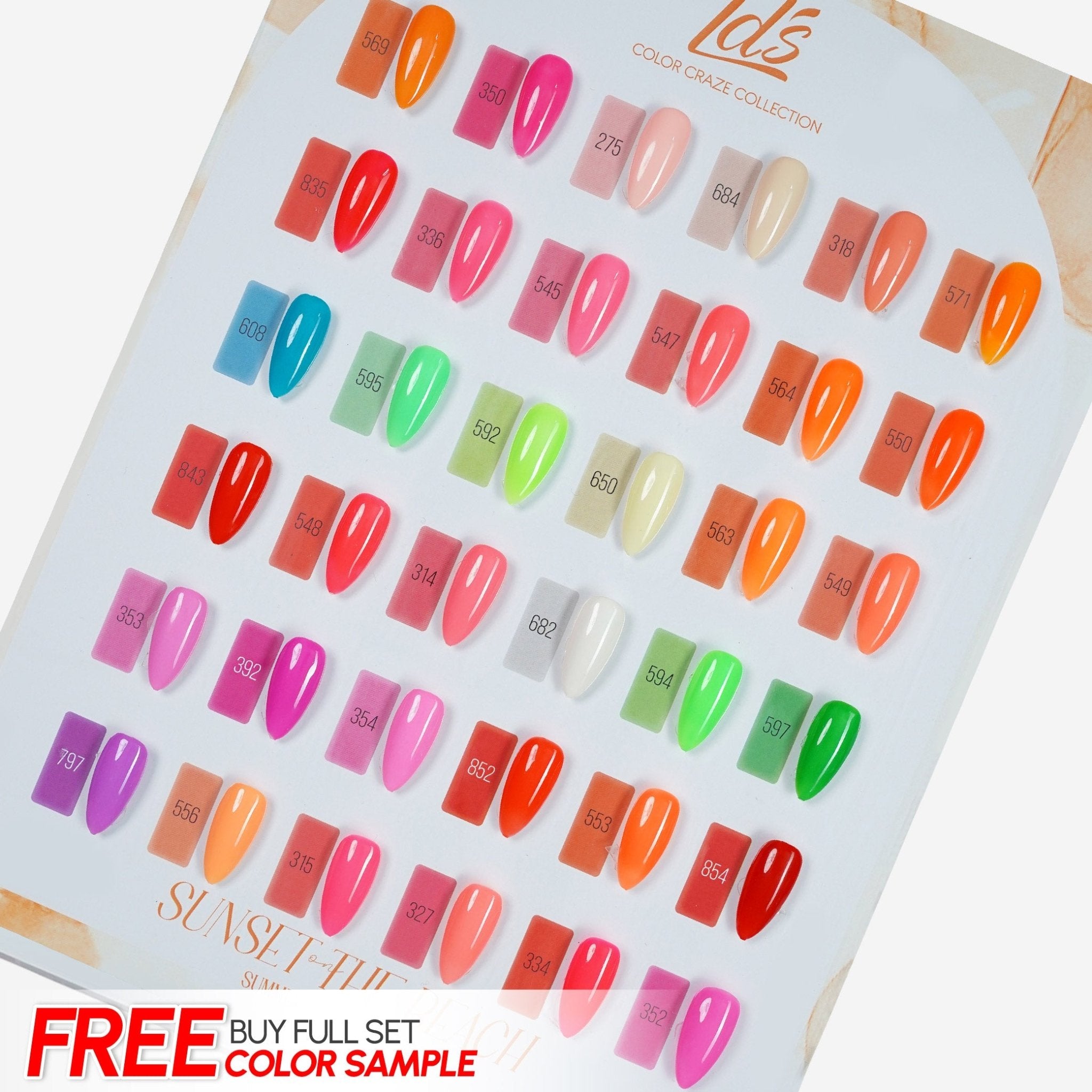 LDS Set of 36 Gel Polish (0.5oz) - Summer 3 - Sunset On The Beach Collection - DTK Nail Supply