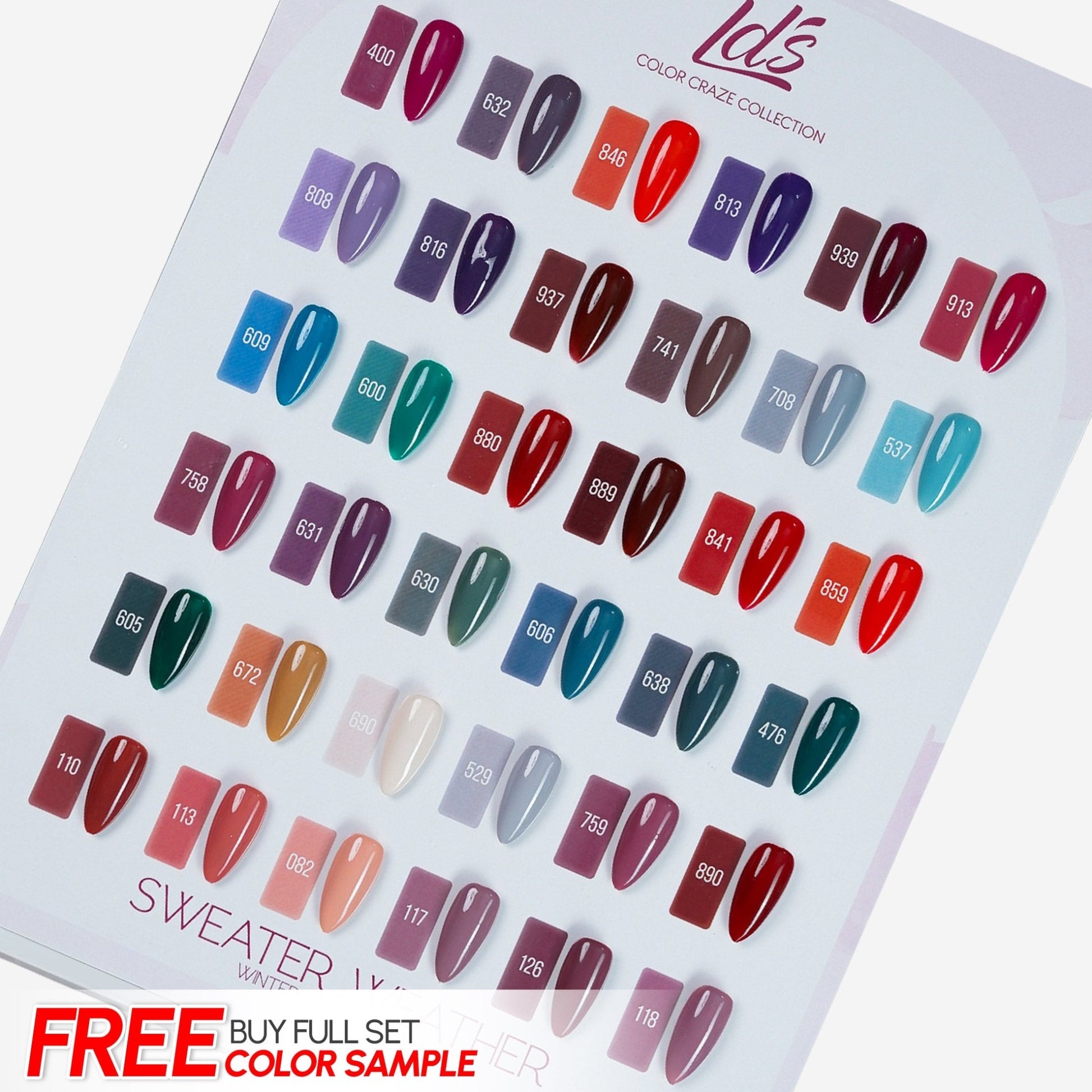 LDS Set of 36 Gel Polish (0.5oz) - Winter 2 - Sweater Weather Collection - DTK Nail Supply