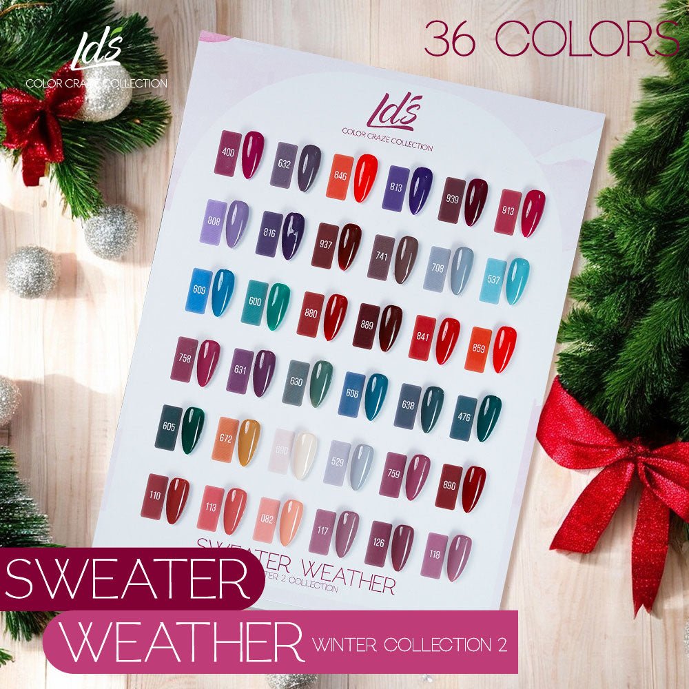 LDS Set of 36 Gel Polish (0.5oz) - Winter 2 - Sweater Weather Collection - DTK Nail Supply