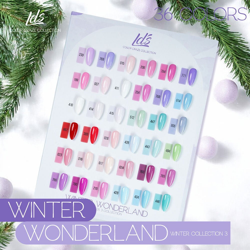 LDS Set of 36 Gel Polish (0.5oz) - Winter 3 - Winter Wonderland Collection - DTK Nail Supply