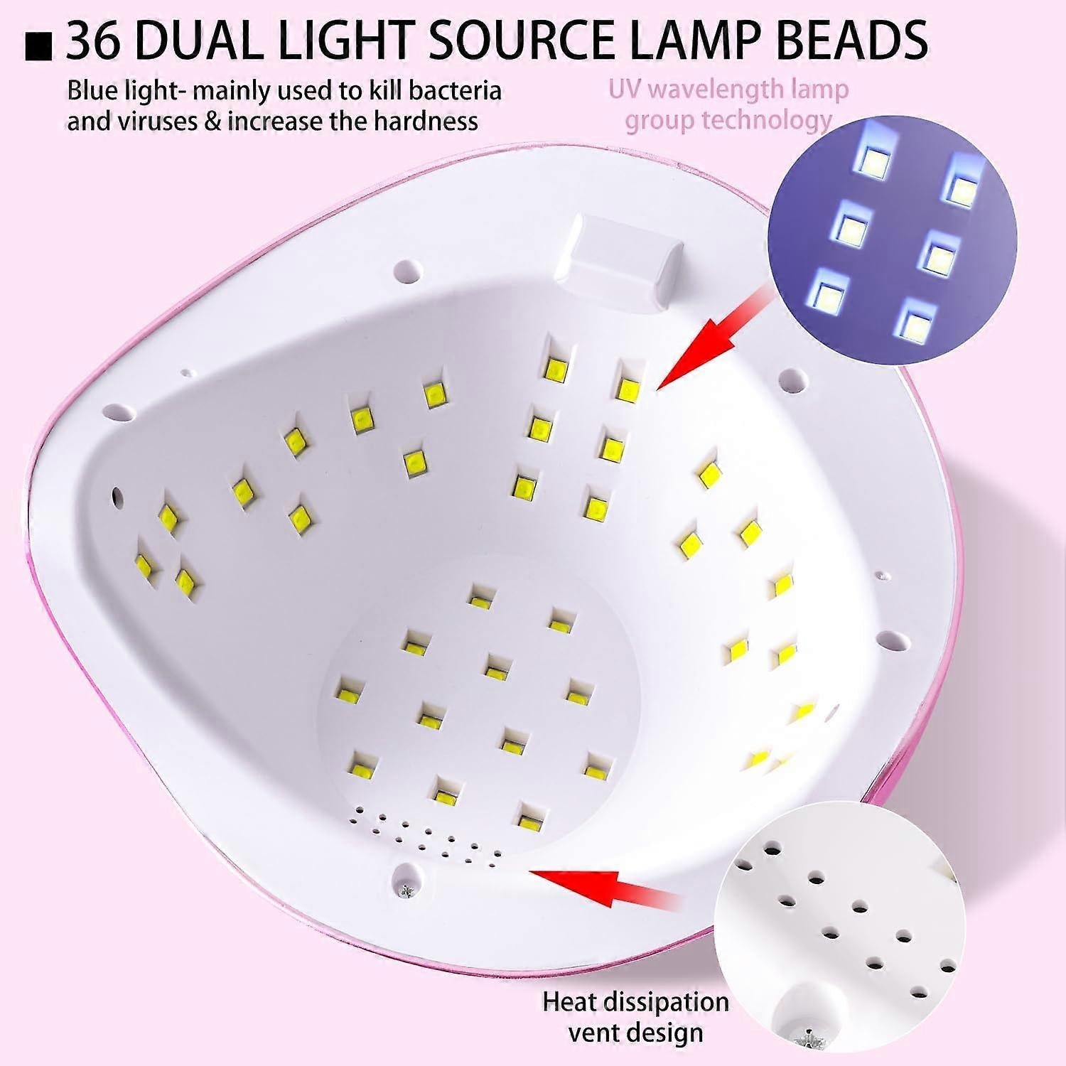 LED/UV Nail Lamps 108W 5X Plus - Pink - DTK Nail Supply