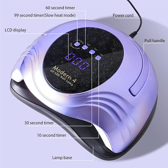 LED/UV Nail Lamps 108W 5X Plus - Purple - DTK Nail Supply