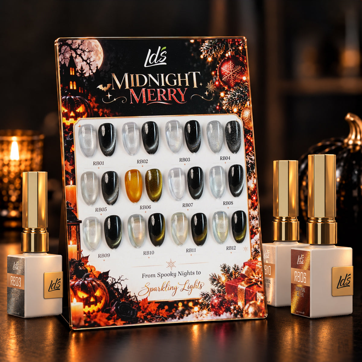 LDS Midnight Merry - Set 12 Colors - Universal Cat Eye Collection - DTK Nail Supply