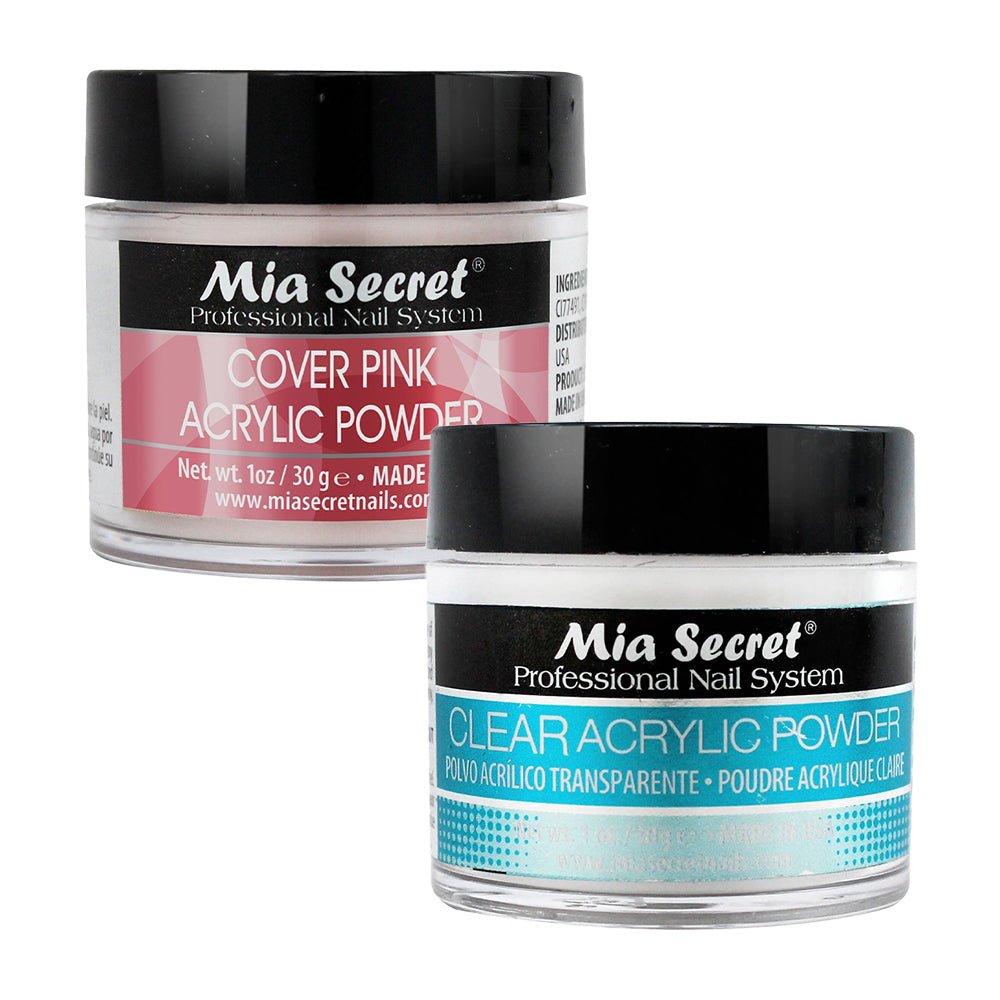 Mia Secret Kit 2: Clear, Pink Acrylic Powder 1oz - DTK Nail Supply