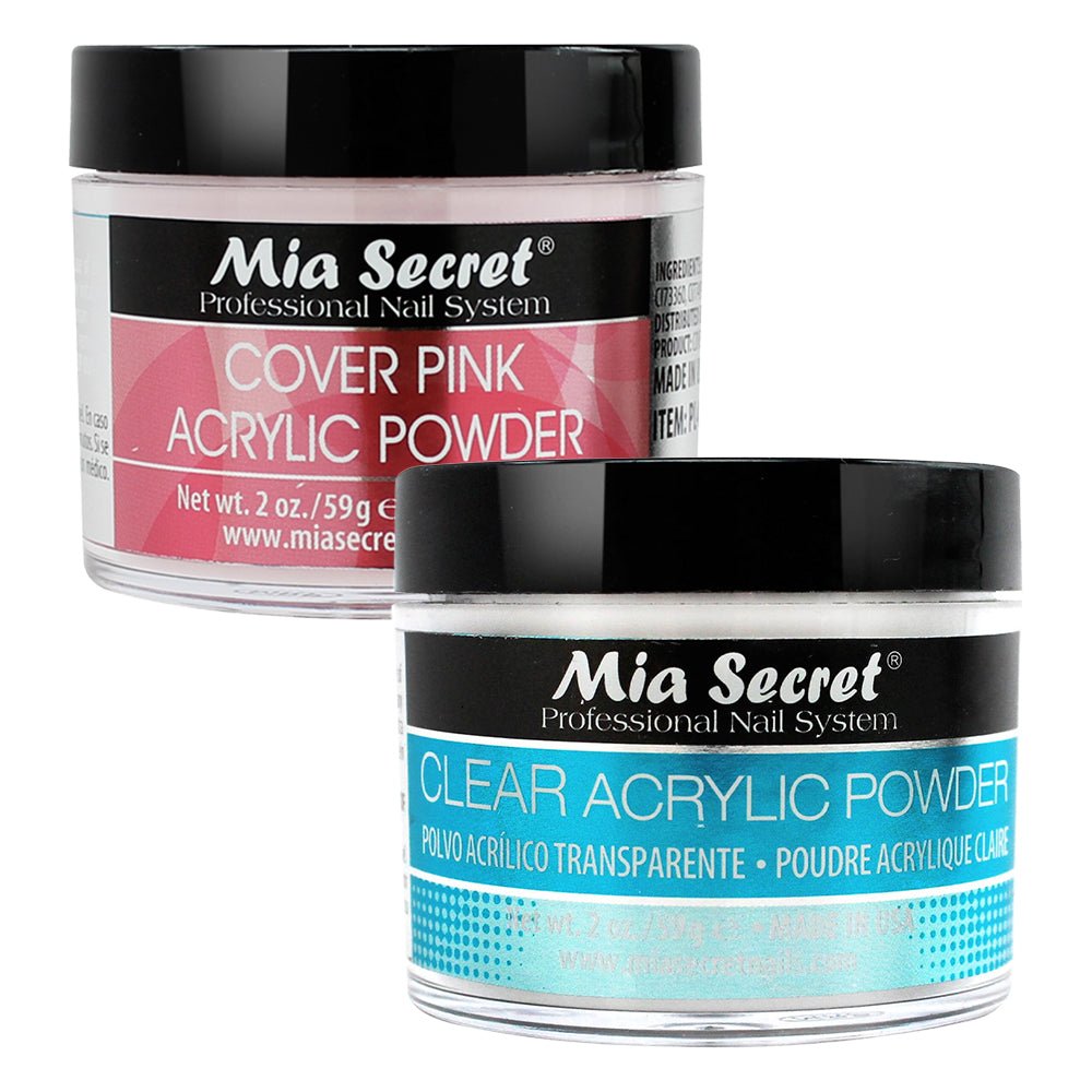 Mia Secret Kit 2: Clear, Pink Acrylic Powder 2oz - DTK Nail Supply