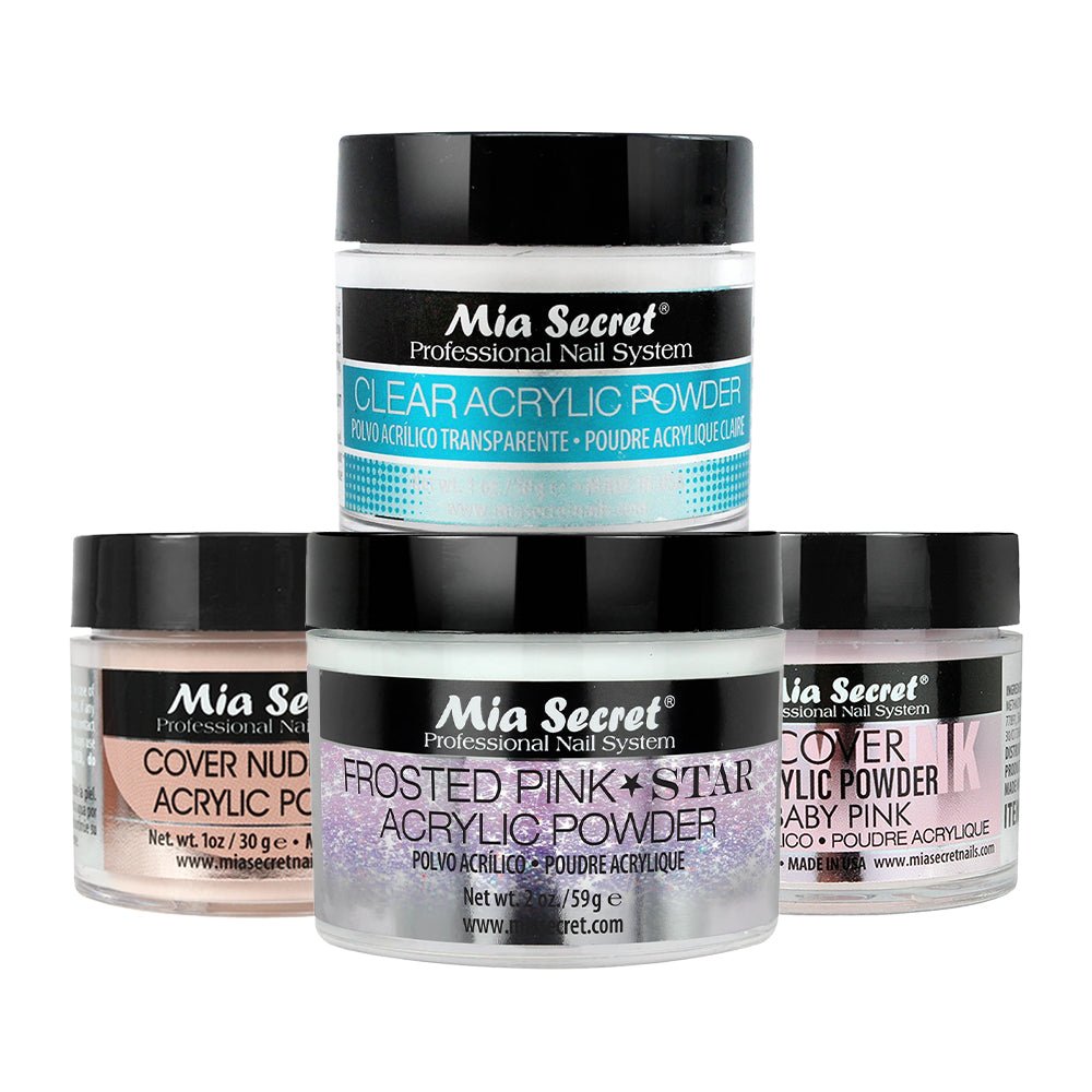 Mia Secret Kit 4: Clear, Cover Baby Pink, Cover Nude, Frosted Star 1oz - DTK Nail Supply
