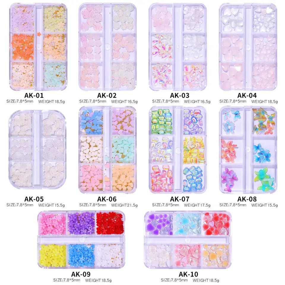 Mixed Acrylic Flower & Pearl Bead Set - 09 - Blooming - DTK Nail Supply