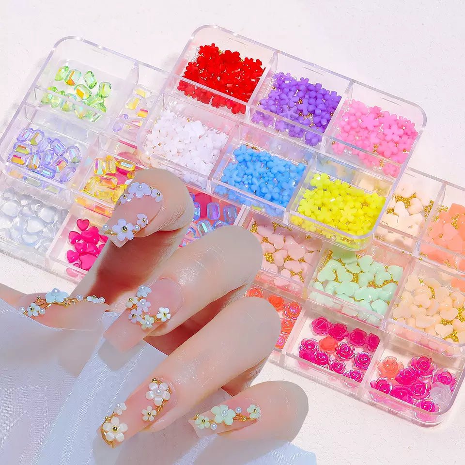 Mixed Acrylic Flower & Pearl Bead Set - 09 - Blooming - DTK Nail Supply