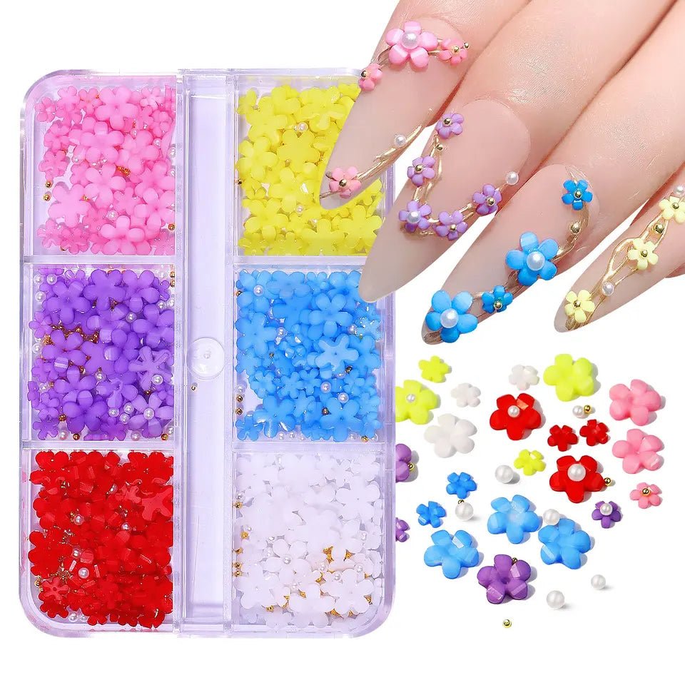 Mixed Acrylic Flower & Pearl Bead Set - 09 - Blooming - DTK Nail Supply