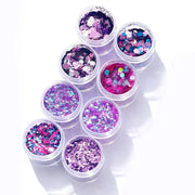 Mixed Chunky Nail Glitter Sequins - Set 3 - Magenta - DTK Nail Supply