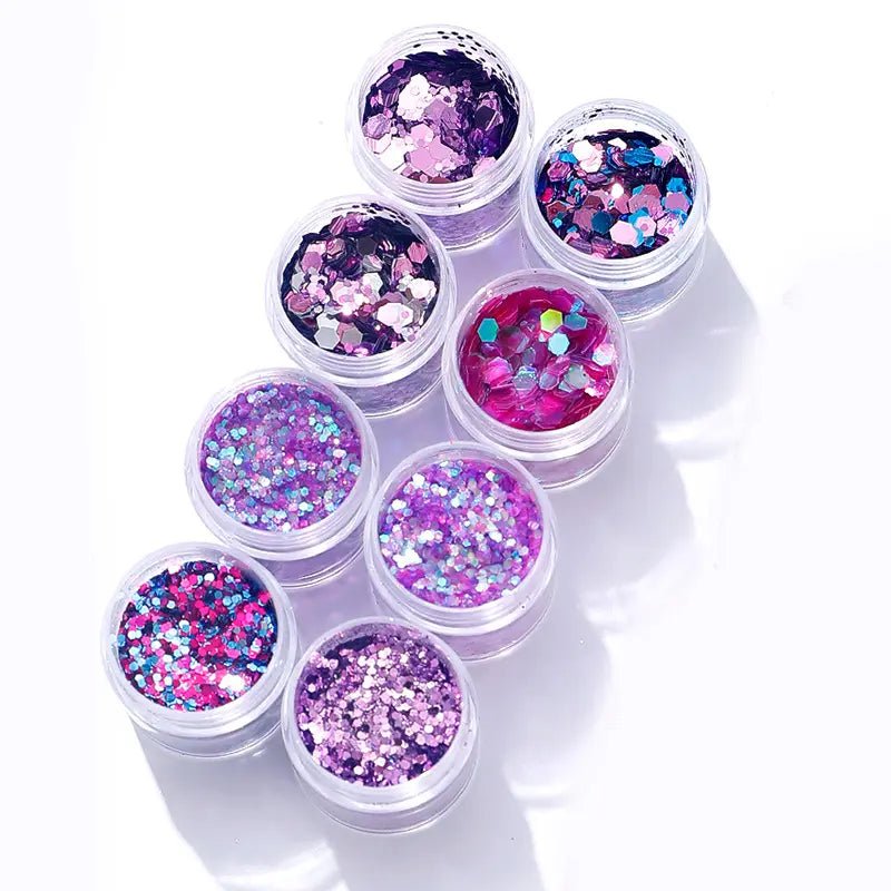 Mixed Chunky Nail Glitter Sequins - Set 3 - Magenta - DTK Nail Supply