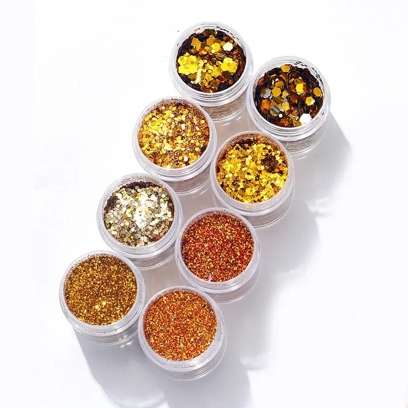 Mixed Chunky Nail Glitter Sequins - Set 5 - Gold/Red