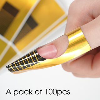 100Pcs Nail Form Extension Sticker - Gold